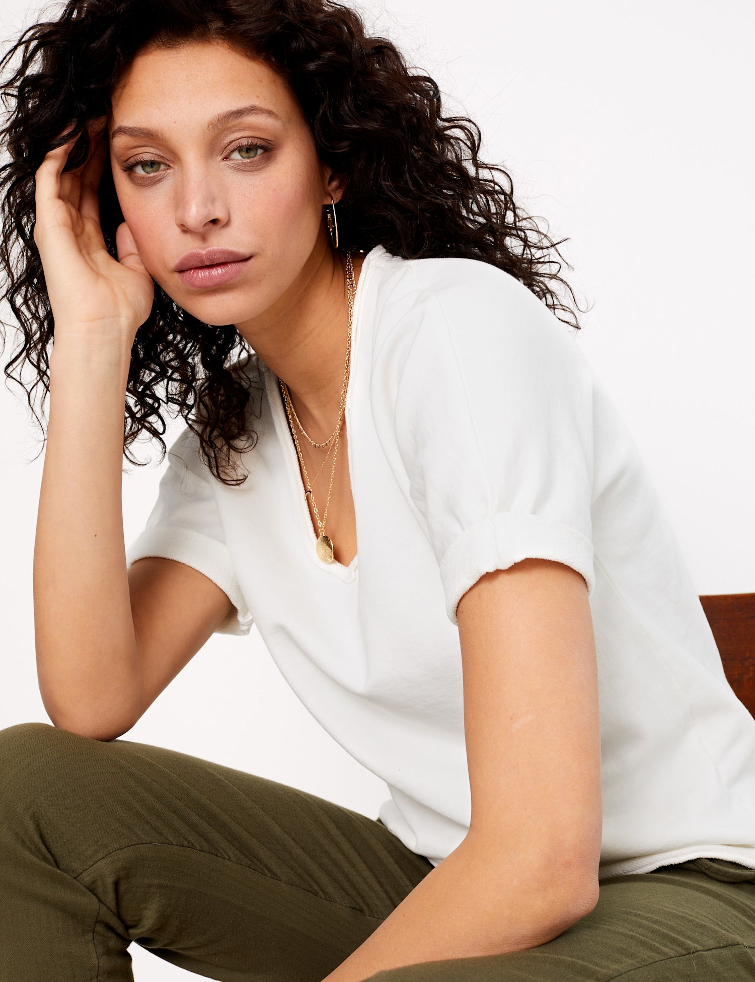 Pure Cotton V-Neck Relaxed Top