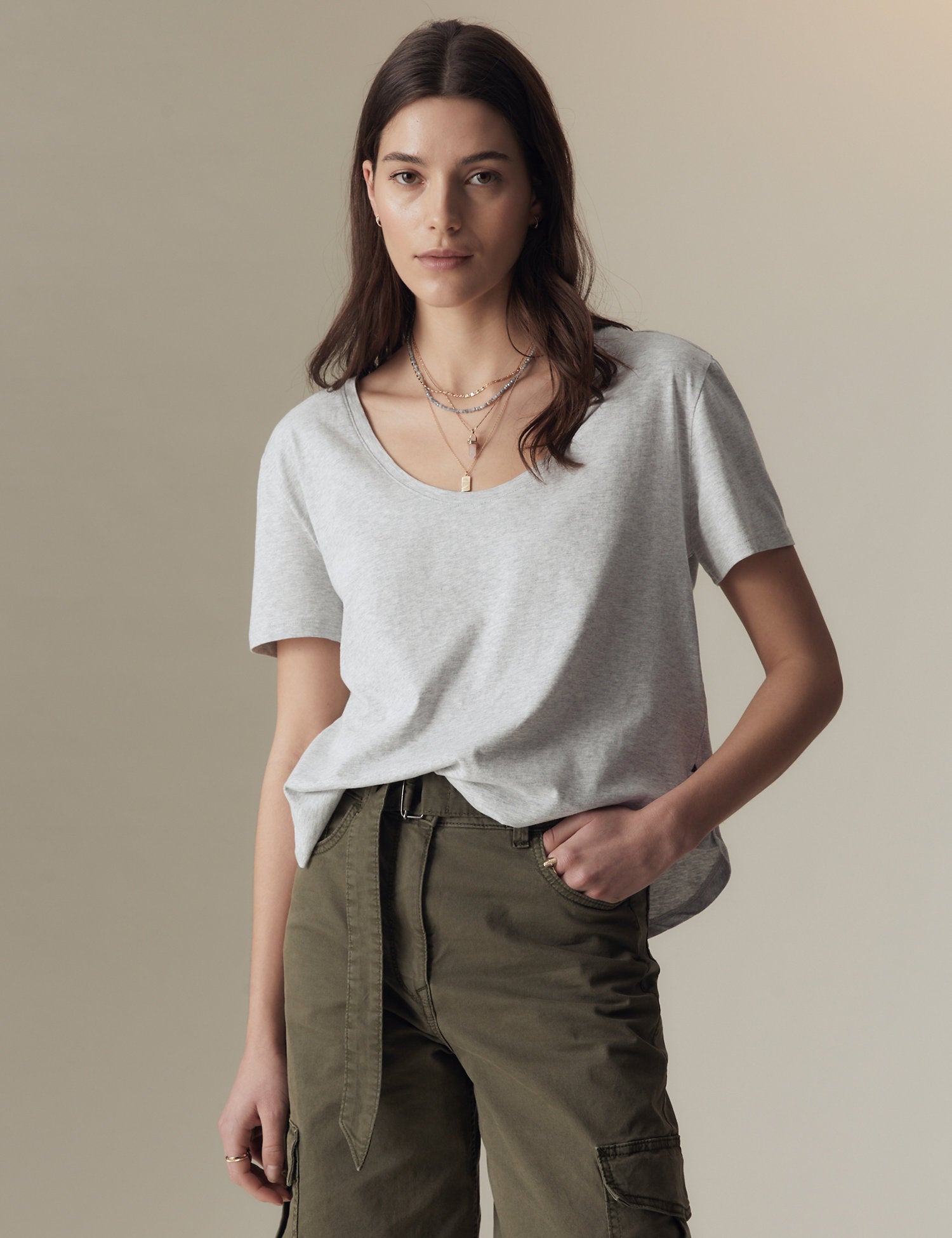 Pure Cotton Scoop Neck T-Shirt