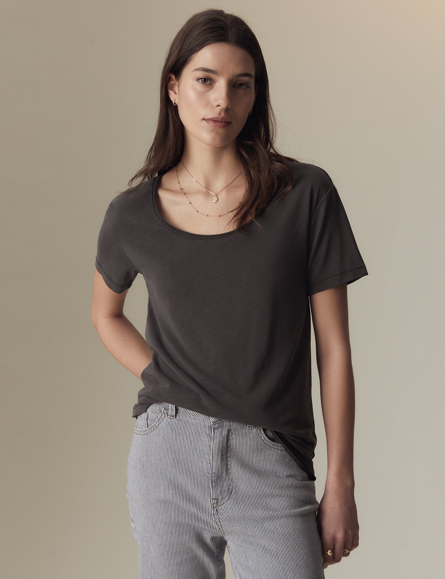 Modal Rich Scoop Neck T-Shirt