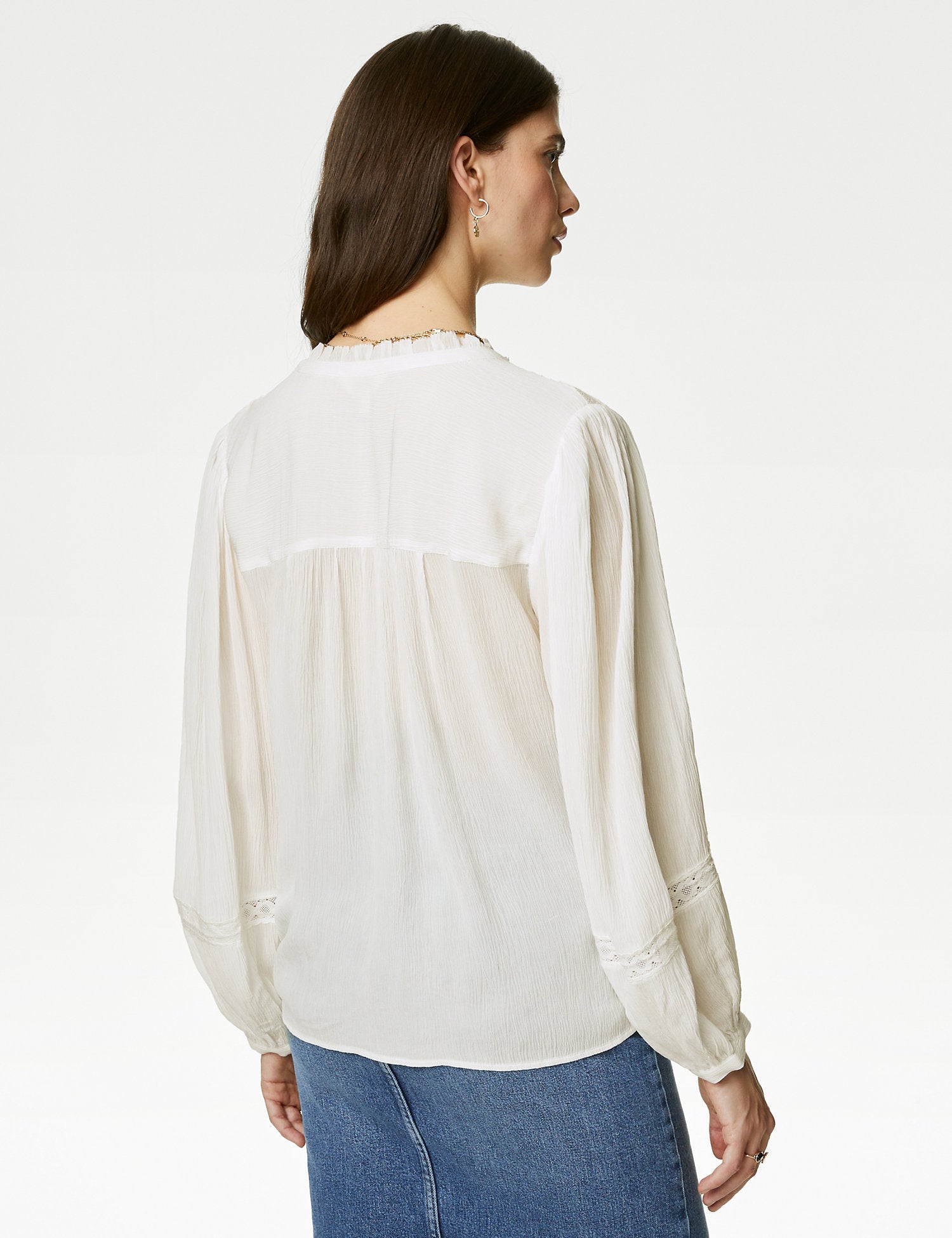 Modal Blend Lace Insert Blouse