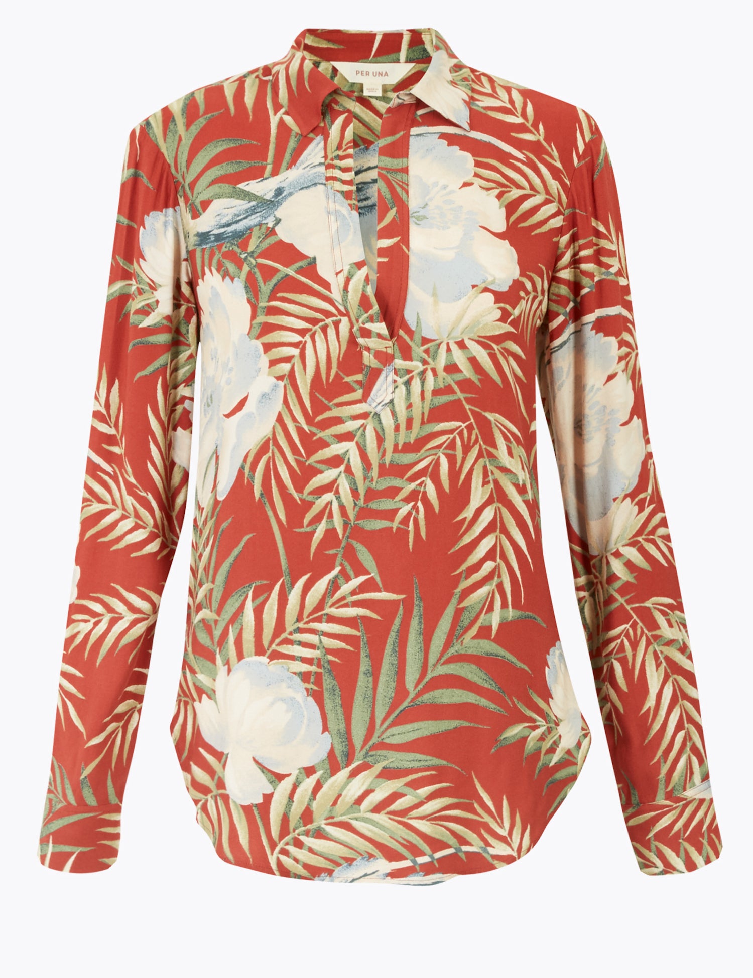 Printed Button Detail Long Sleeve Shirt