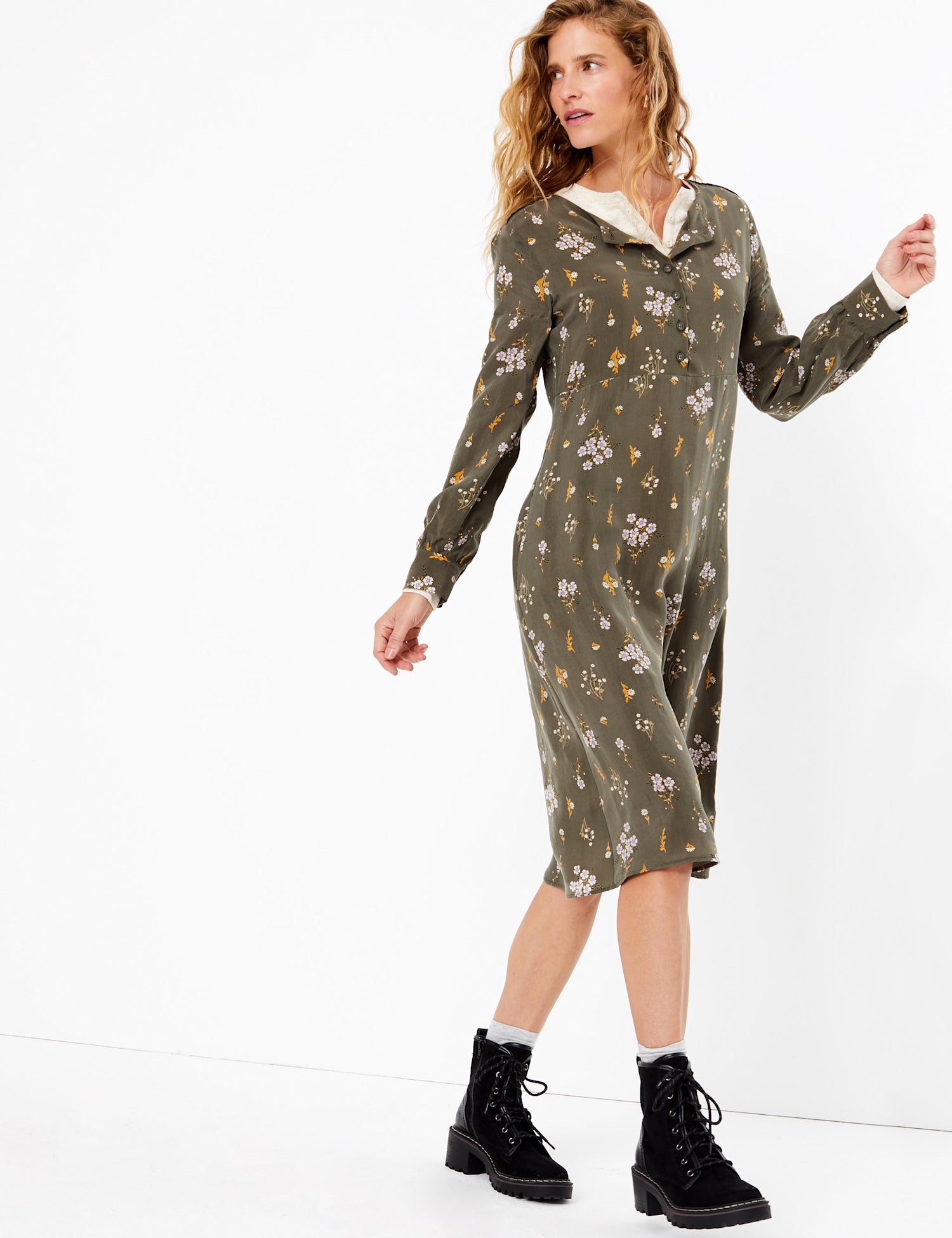 Cupro Ditsy Relaxed Midi Dress