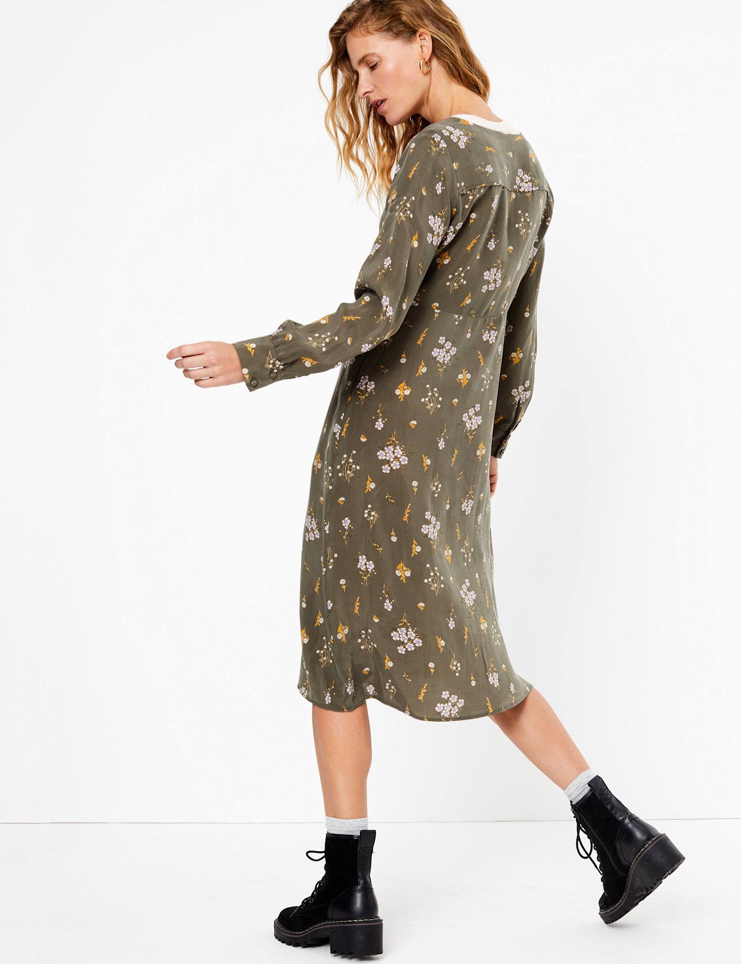 Cupro Ditsy Relaxed Midi Dress