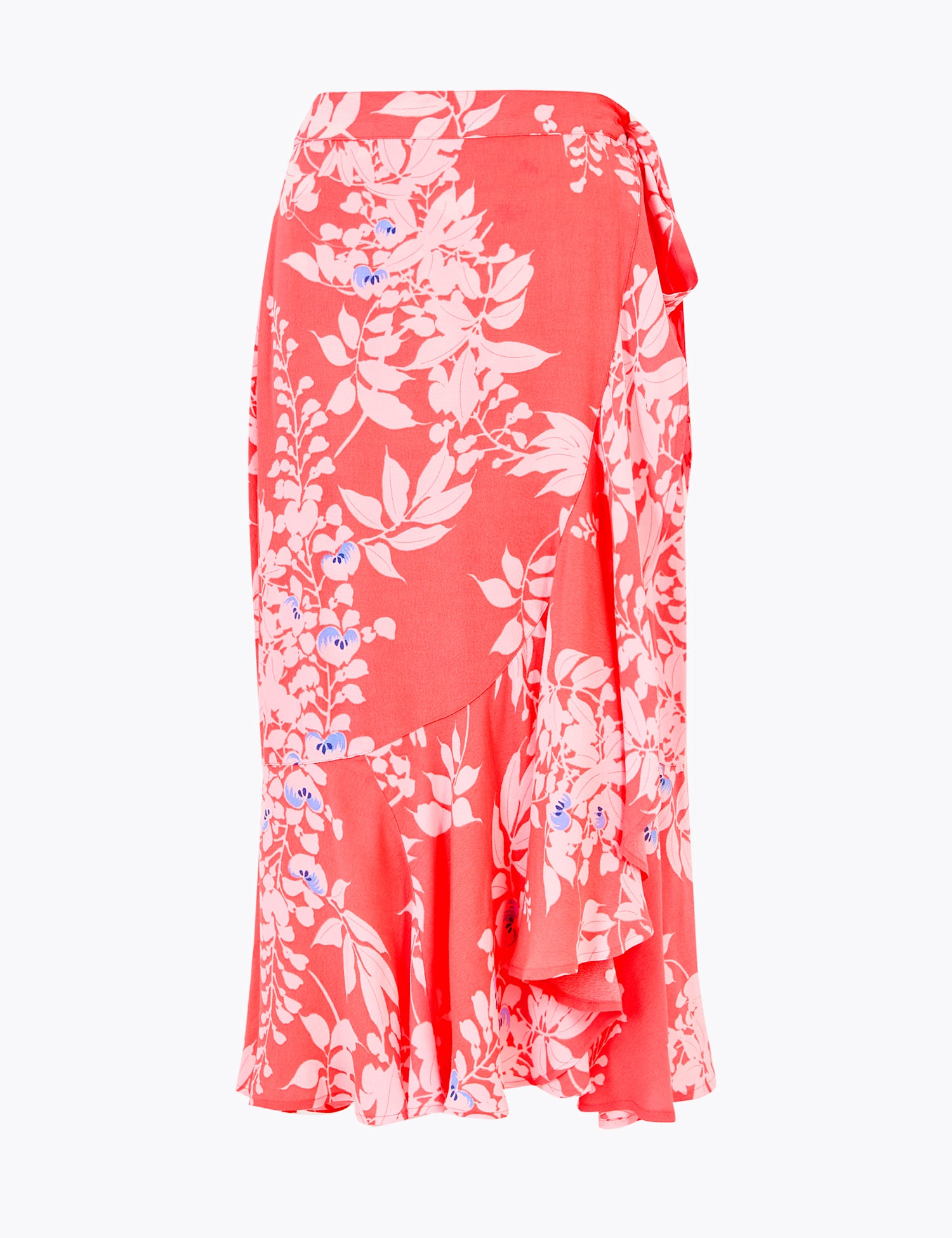 Printed Ruffle Midi Wrap Skirt