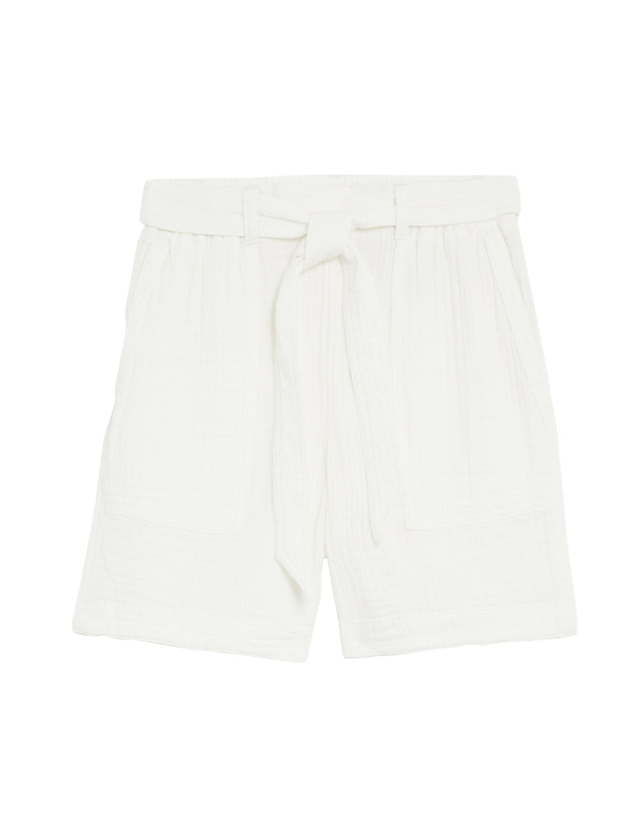 Pure Cotton High Waisted Belted Shorts
