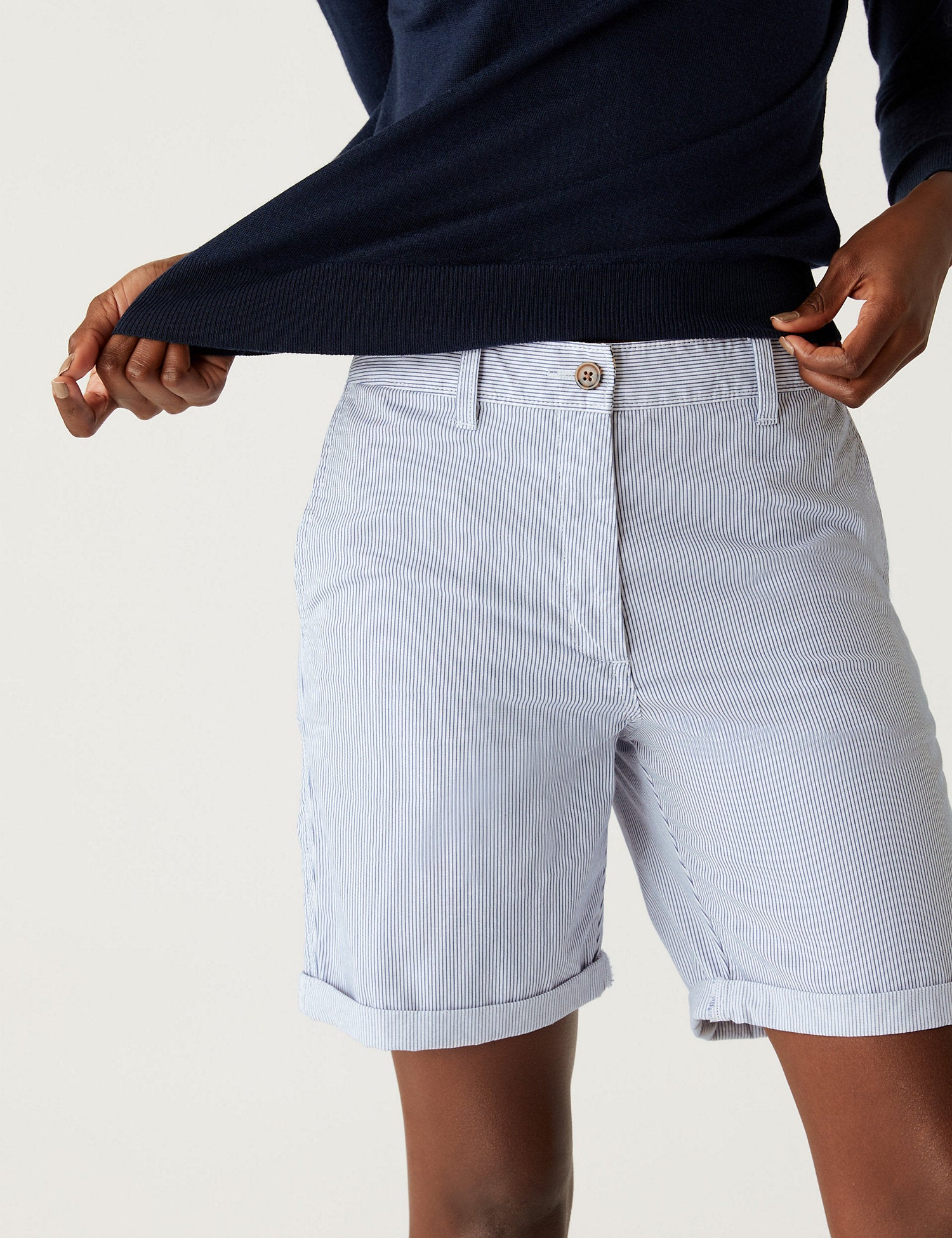 Cotton Rich Striped Chino Shorts