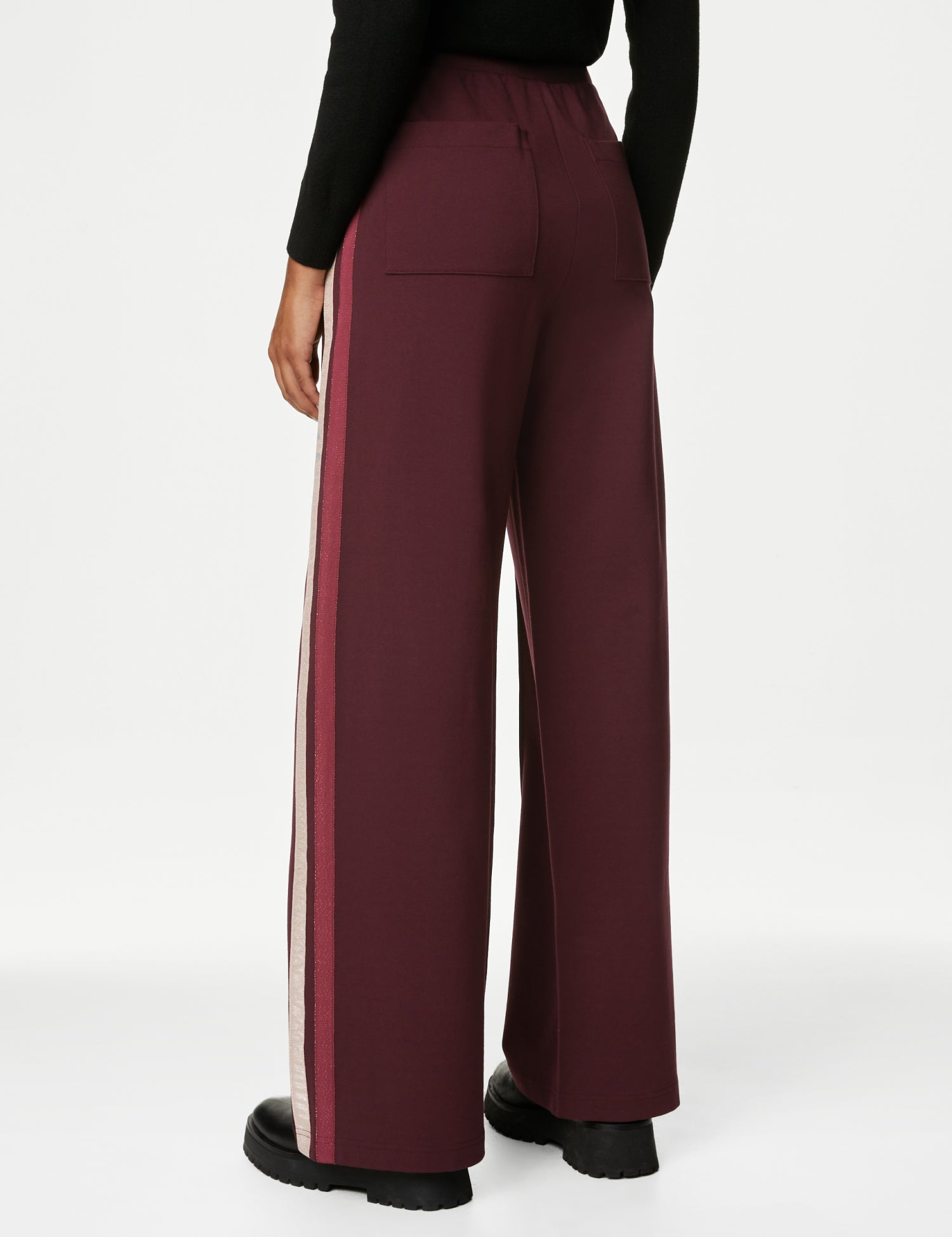 Ponte Sparkly Side Stripe Wide Leg Trousers