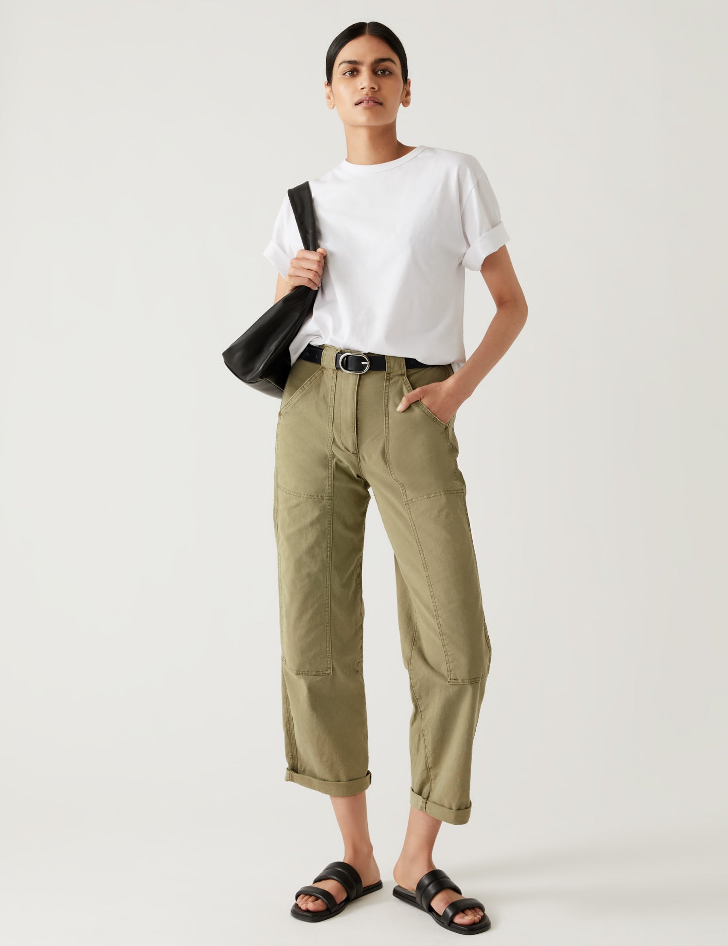 Cotton Rich Relaxed Straight Trousers