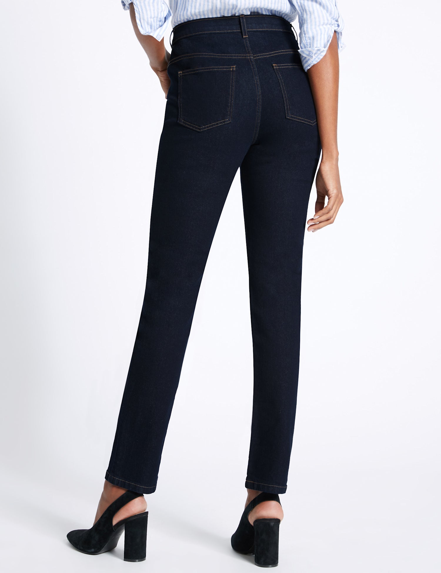 Mid Rise Straight Leg Jeans