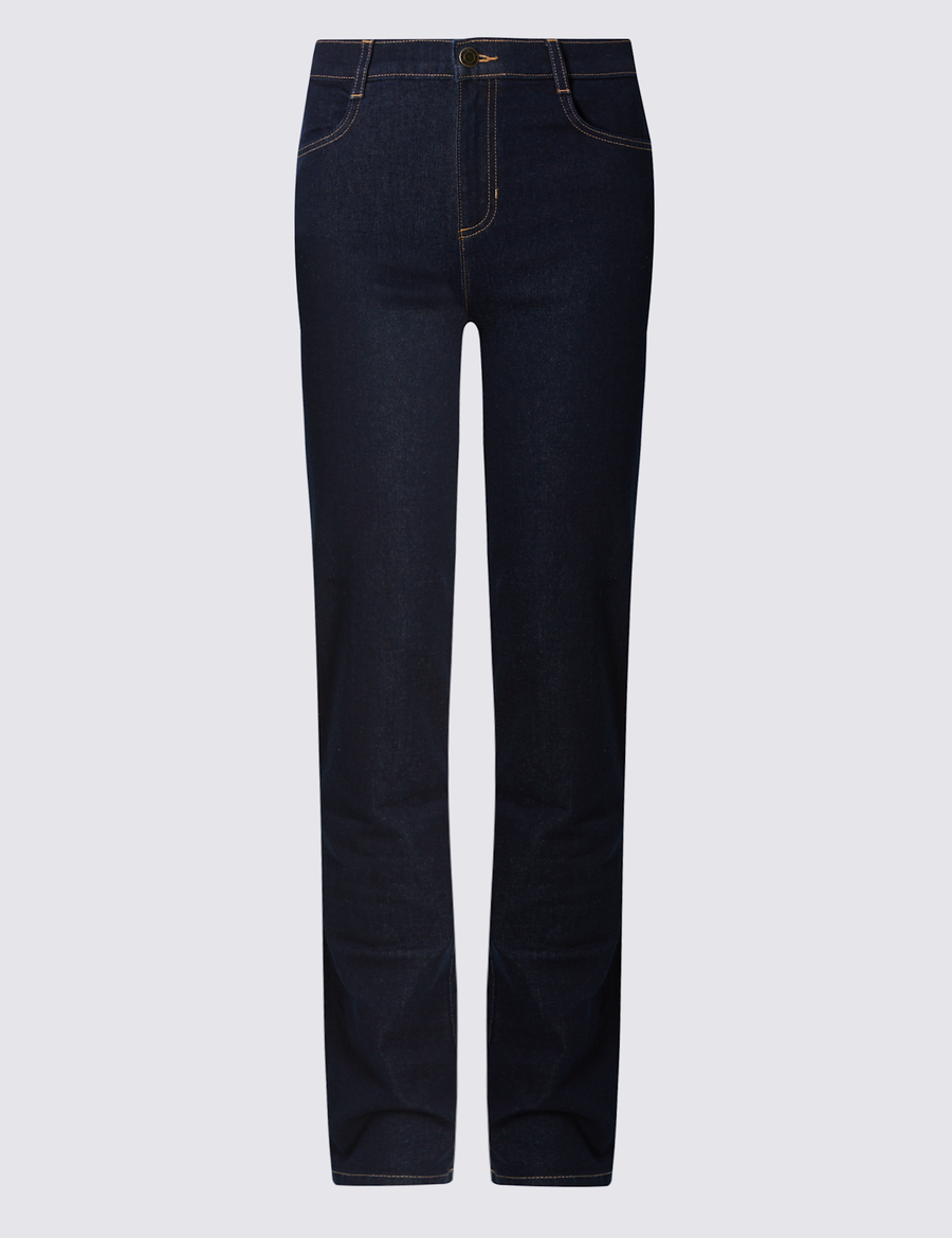 Mid Rise Straight Leg Jeans