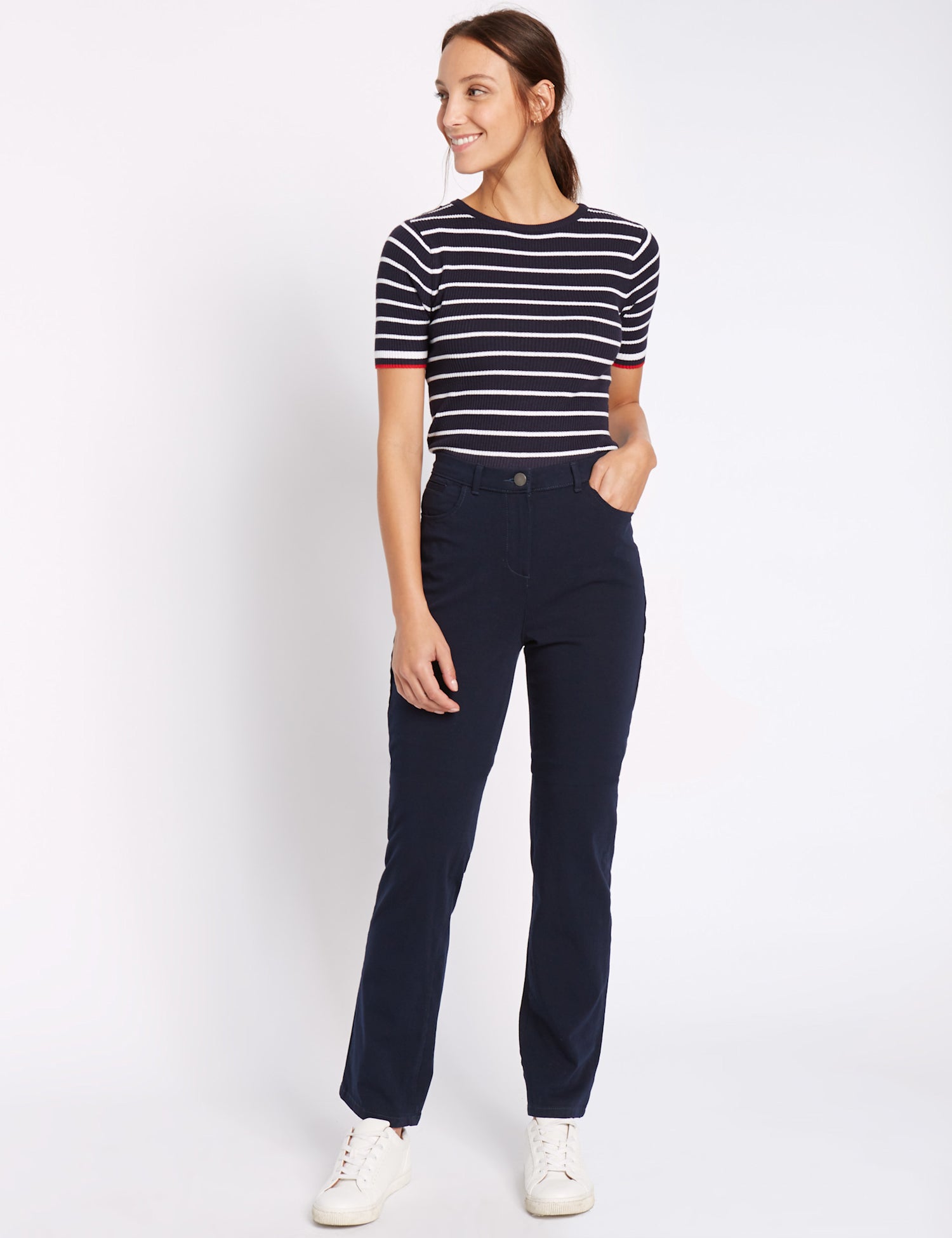 Cotton Rich Stretch Straight Leg Trousers