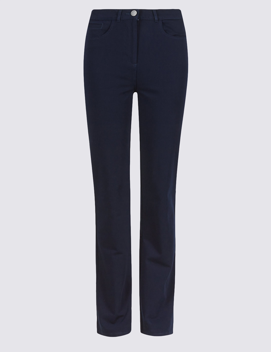 Cotton Rich Stretch Straight Leg Trousers