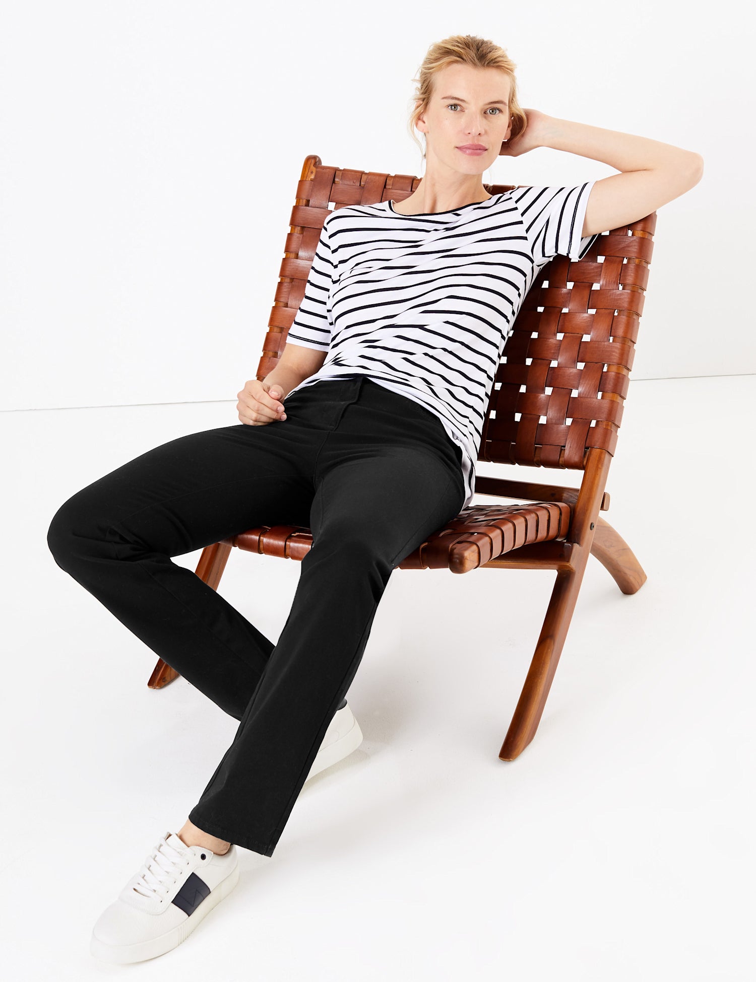 Cotton Rich Stretch Straight Leg Trousers