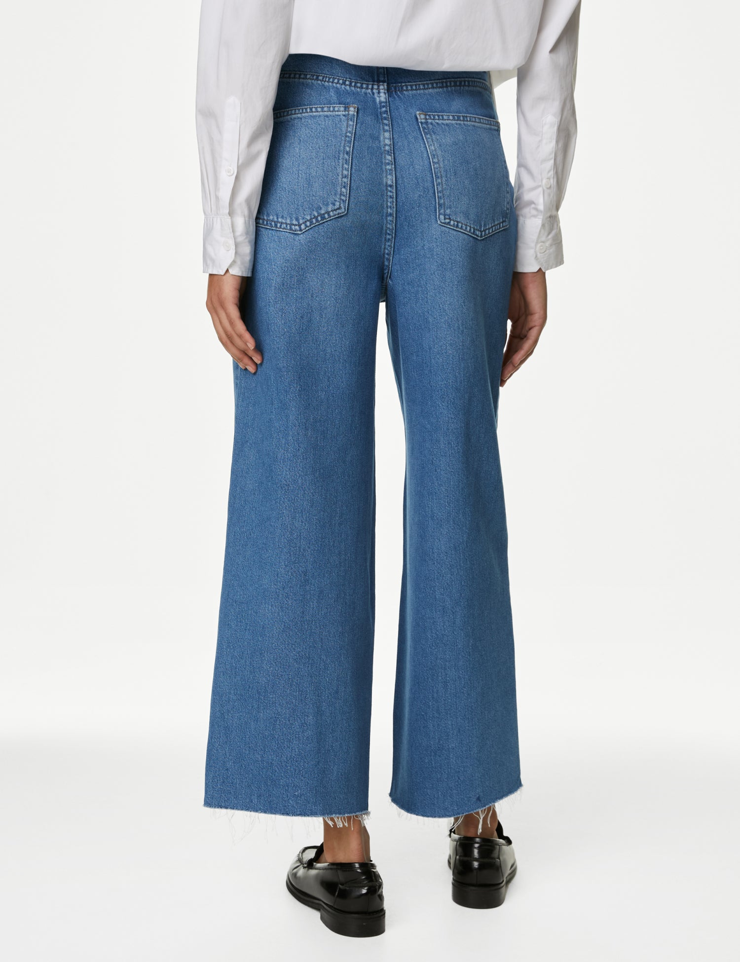 Lyocell Blend High Waisted Wide Leg Jeans