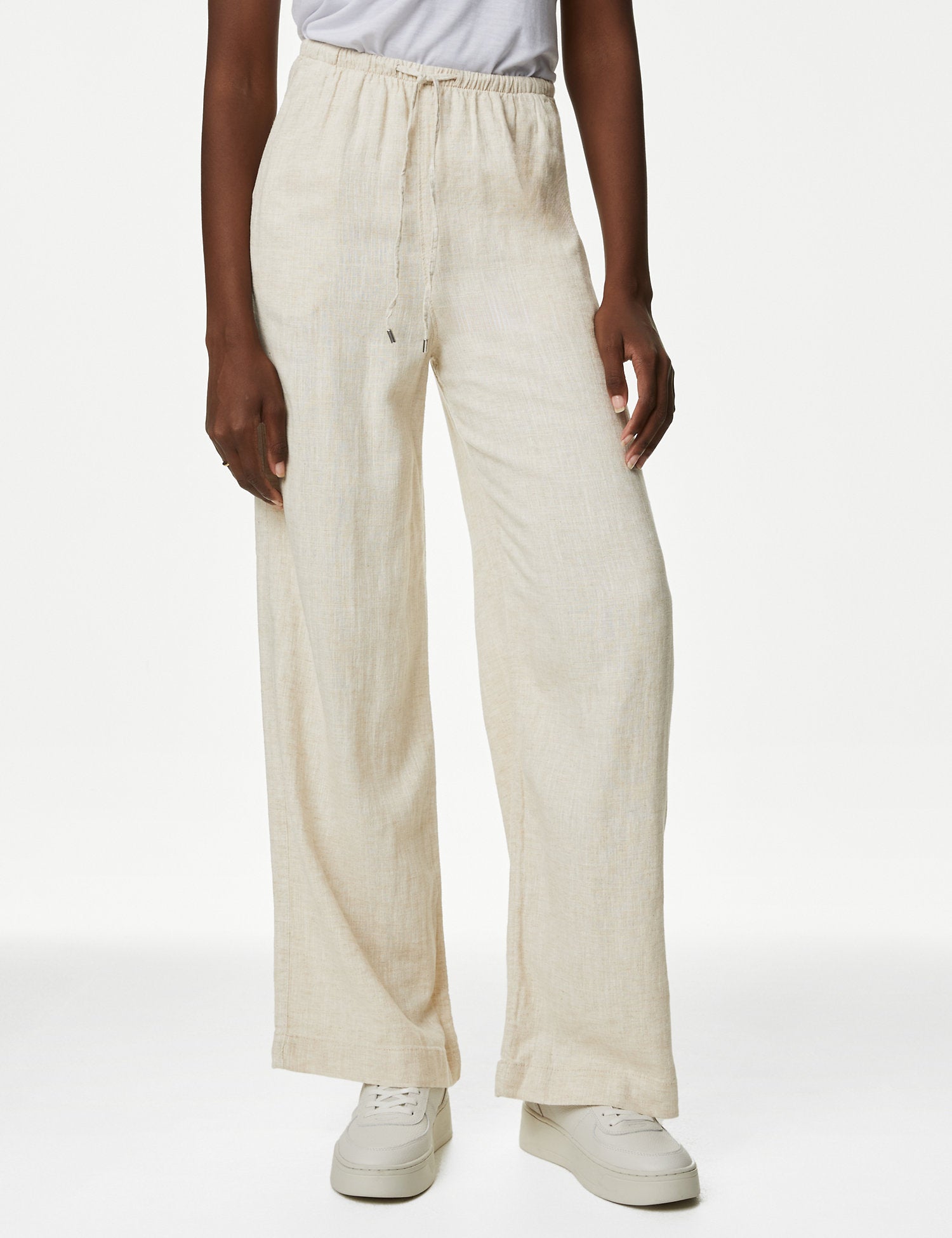 Linen Rich Wide Leg Trousers