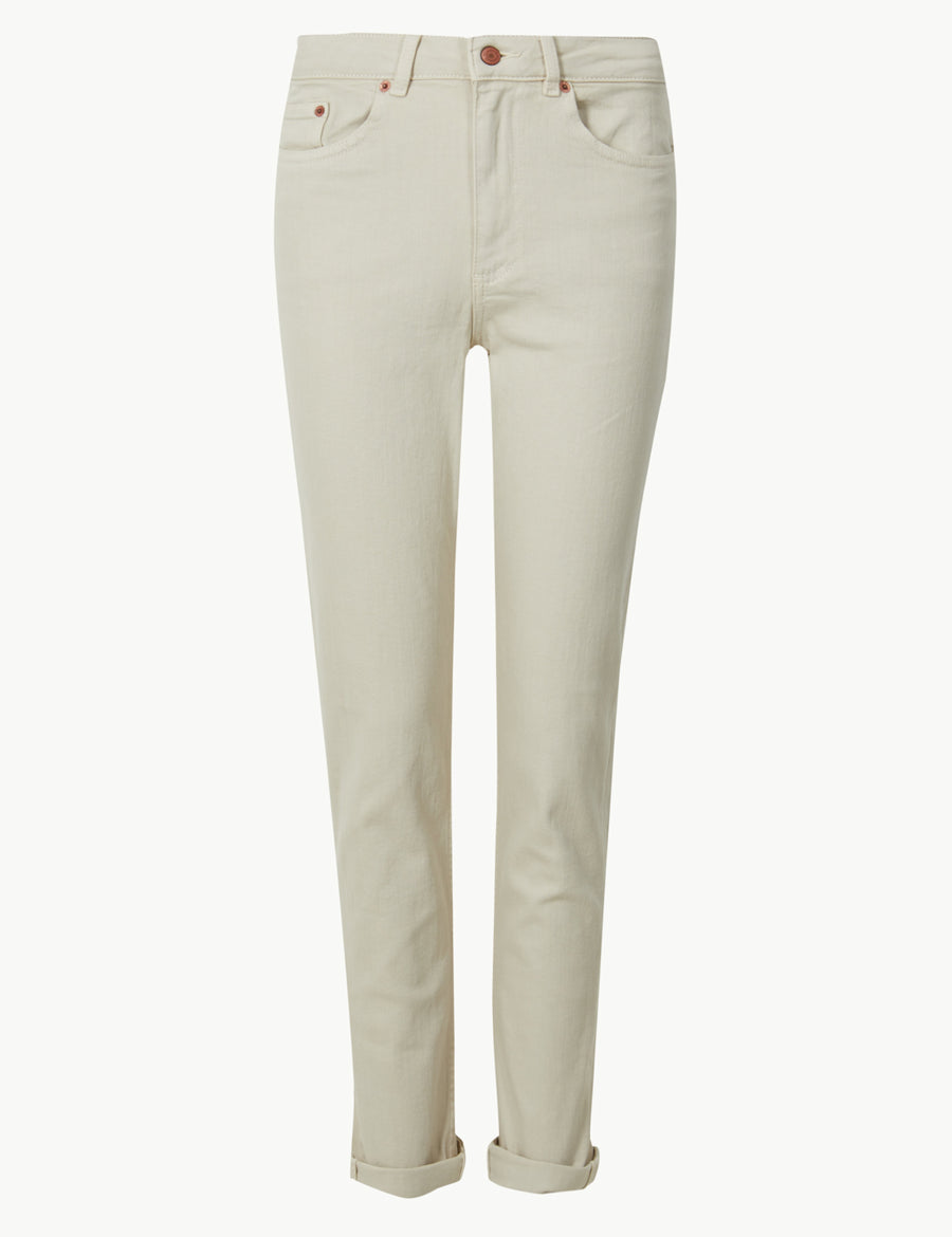 Relaxed Mid Rise Slim Cropped Jeans