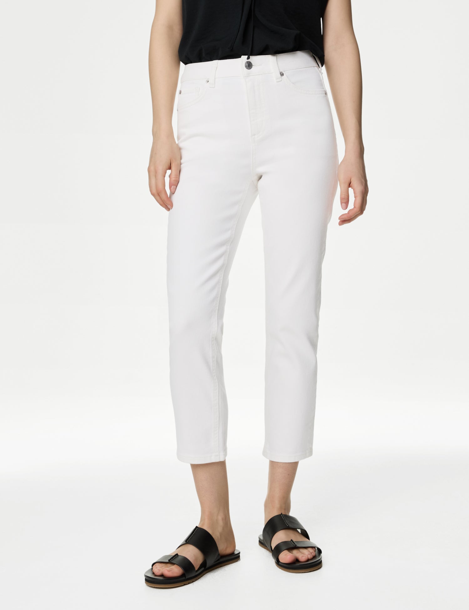 High Waisted Slim Fit Cropped Jeans