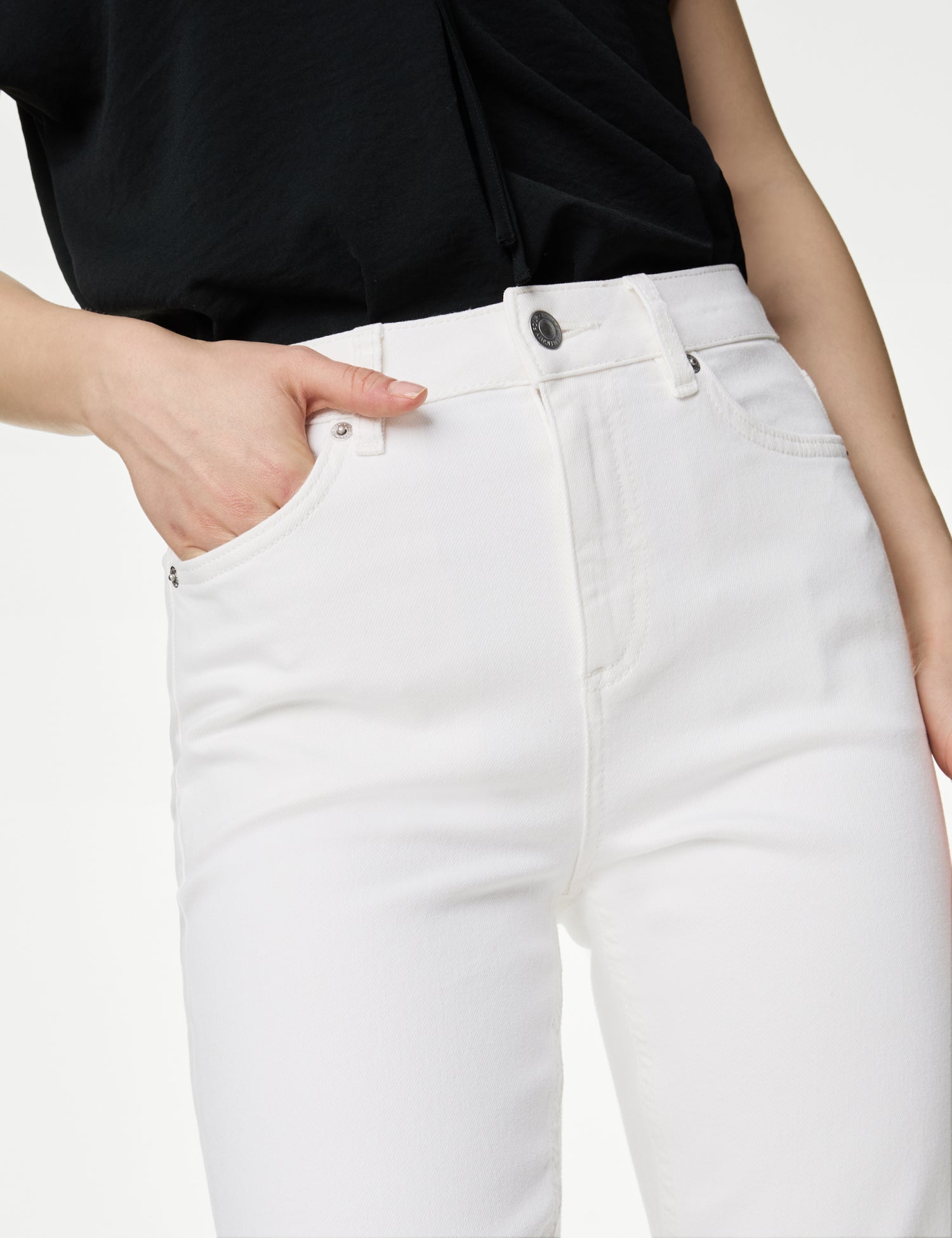 High Waisted Slim Fit Cropped Jeans