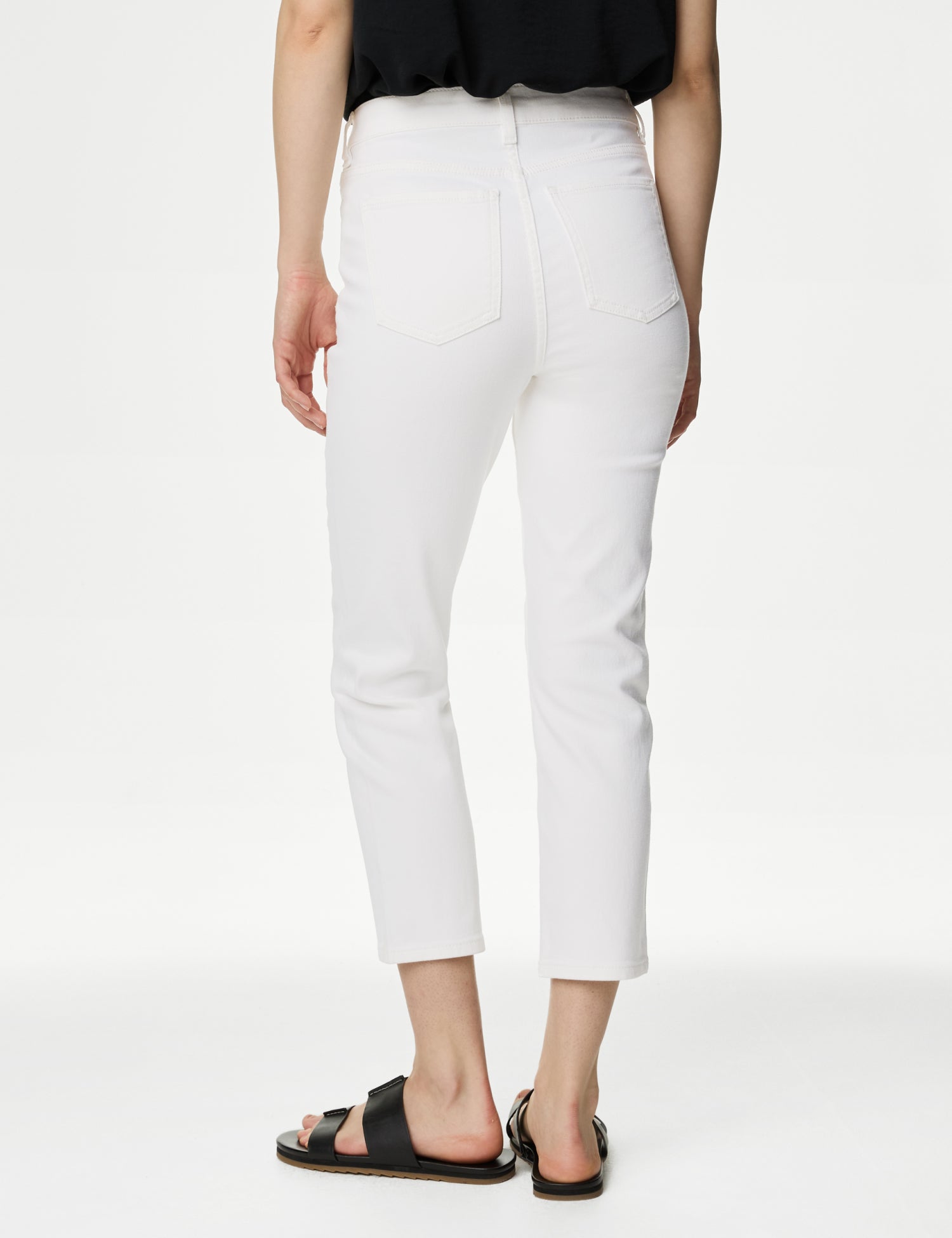 High Waisted Slim Fit Cropped Jeans