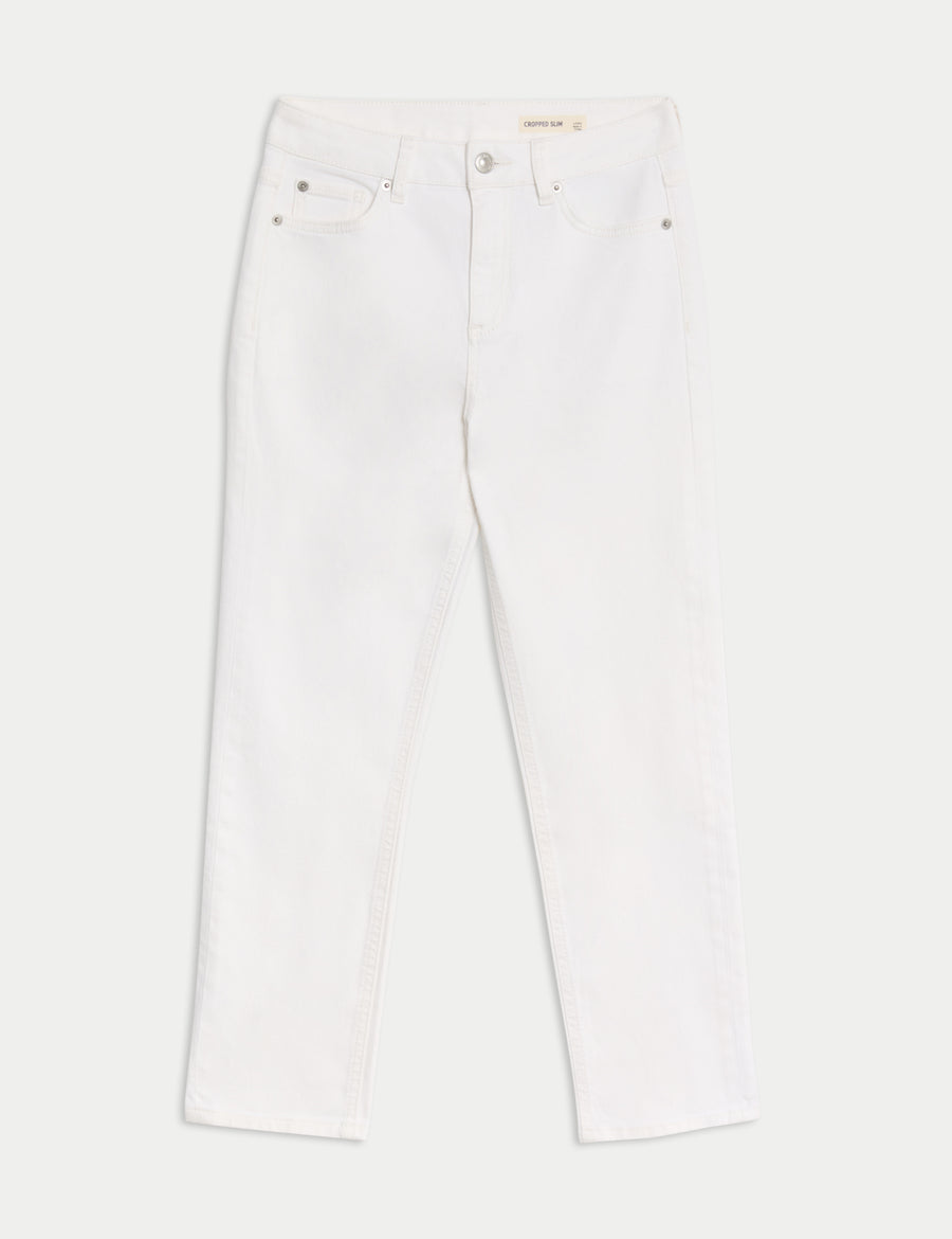 High Waisted Slim Fit Cropped Jeans