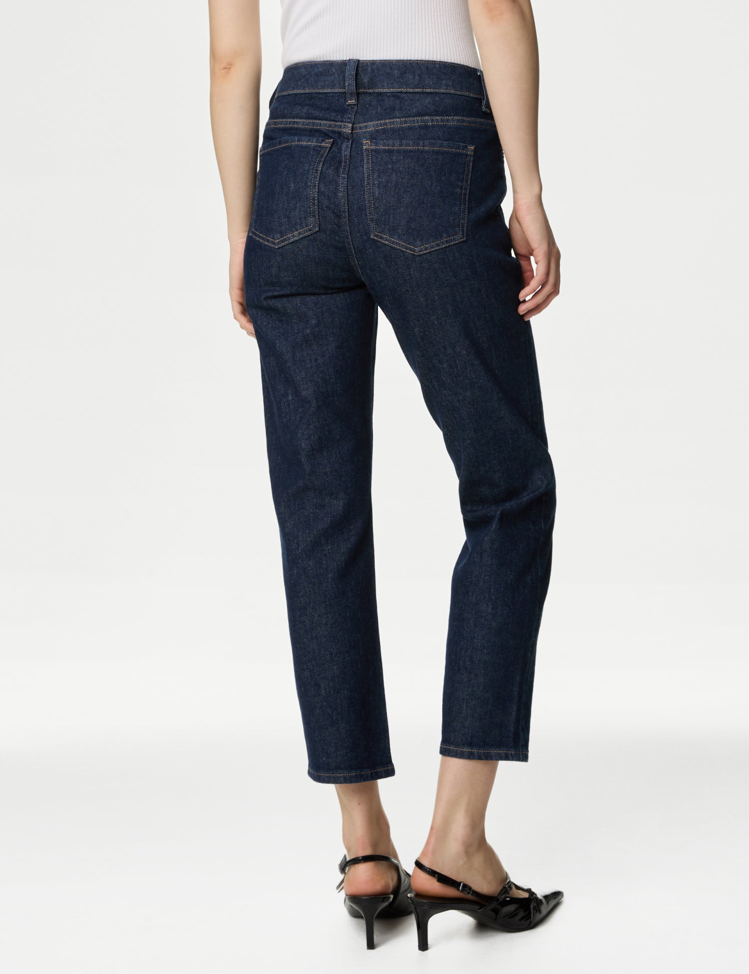 High Waisted Slim Fit Cropped Jeans