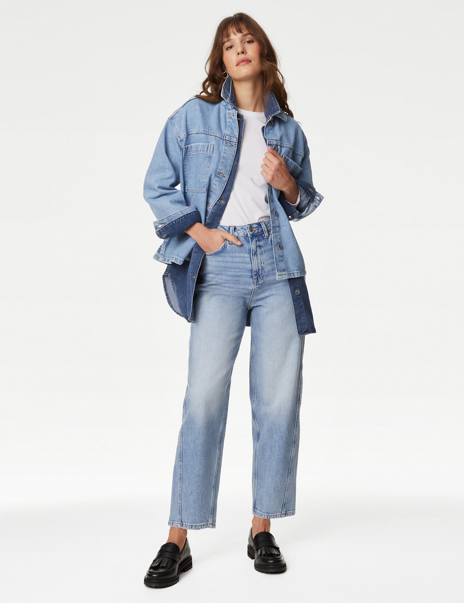 High Waisted Carrot Leg Ankle Grazer Jeans