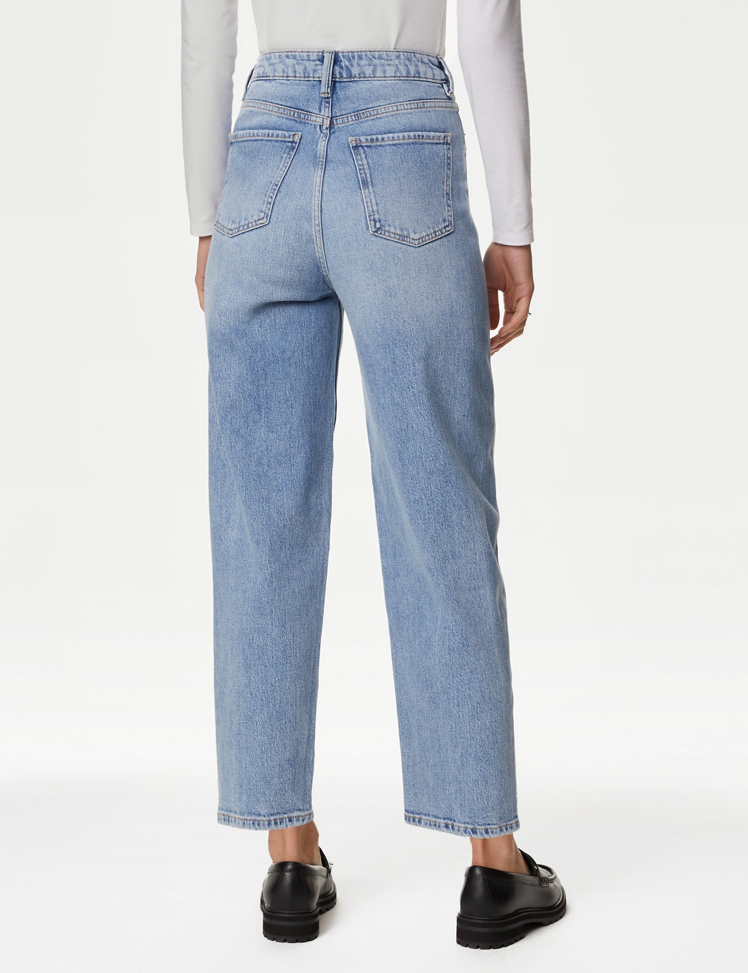 High Waisted Carrot Leg Ankle Grazer Jeans