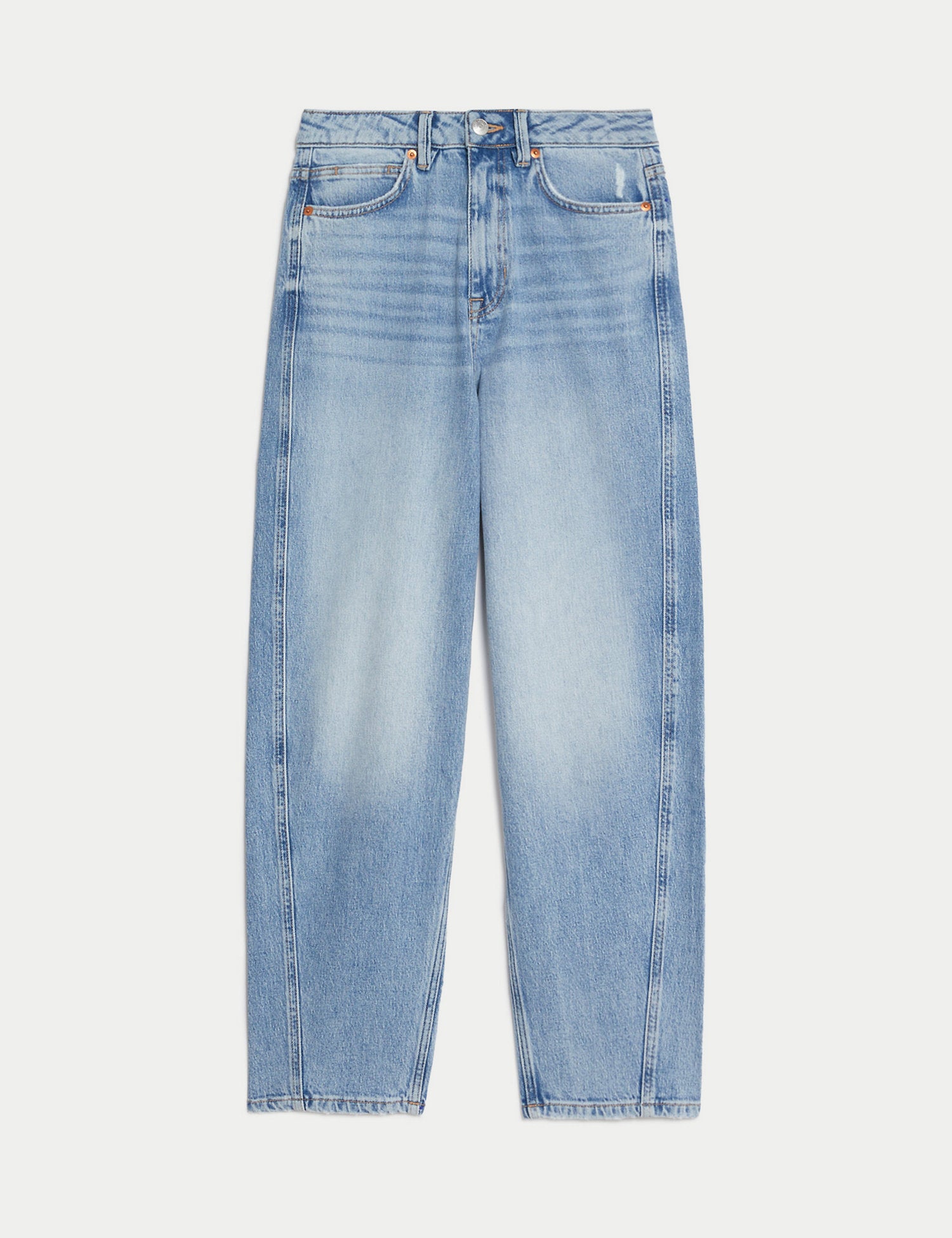 High Waisted Carrot Leg Ankle Grazer Jeans