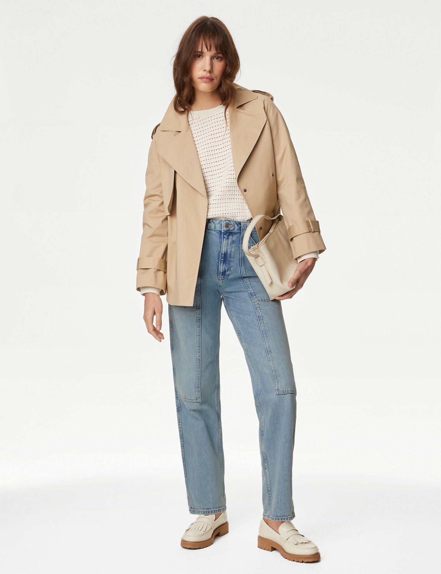 Mid Rise Cargo Ankle Grazer Jeans