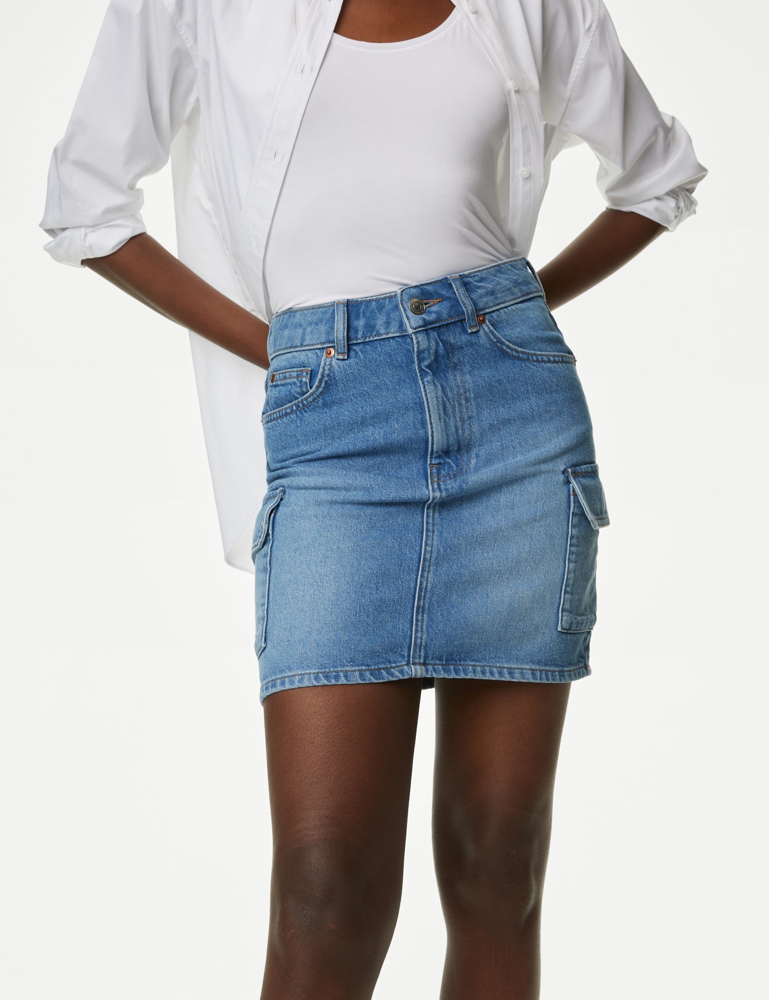 Denim Mini Cargo Skirt