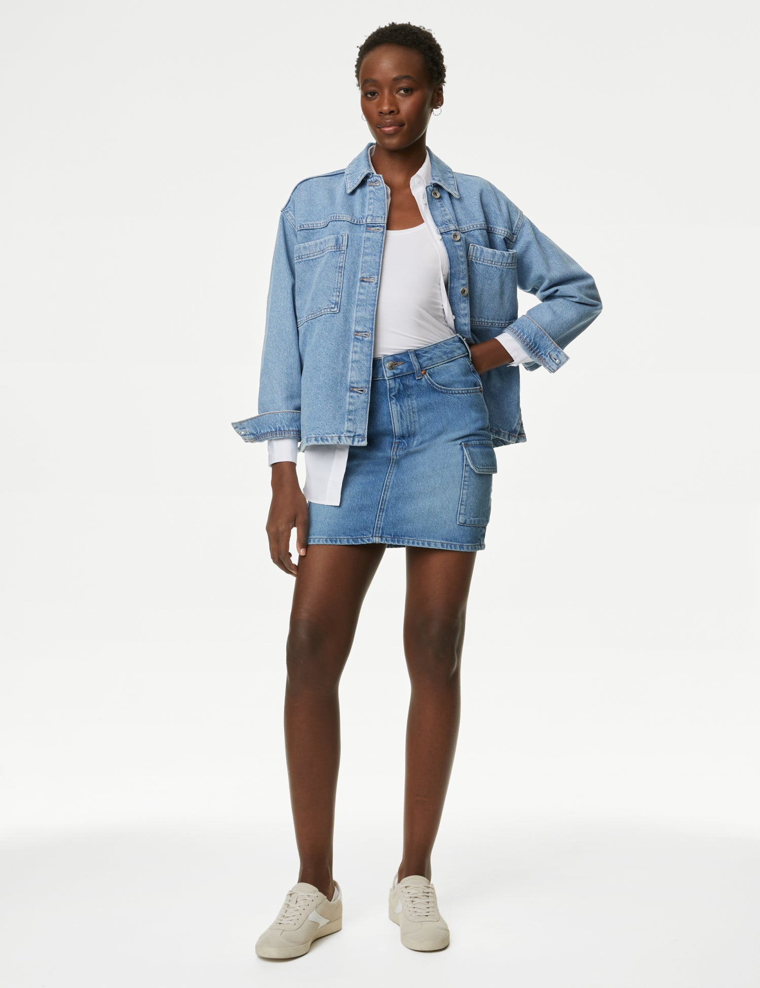 Denim Mini Cargo Skirt