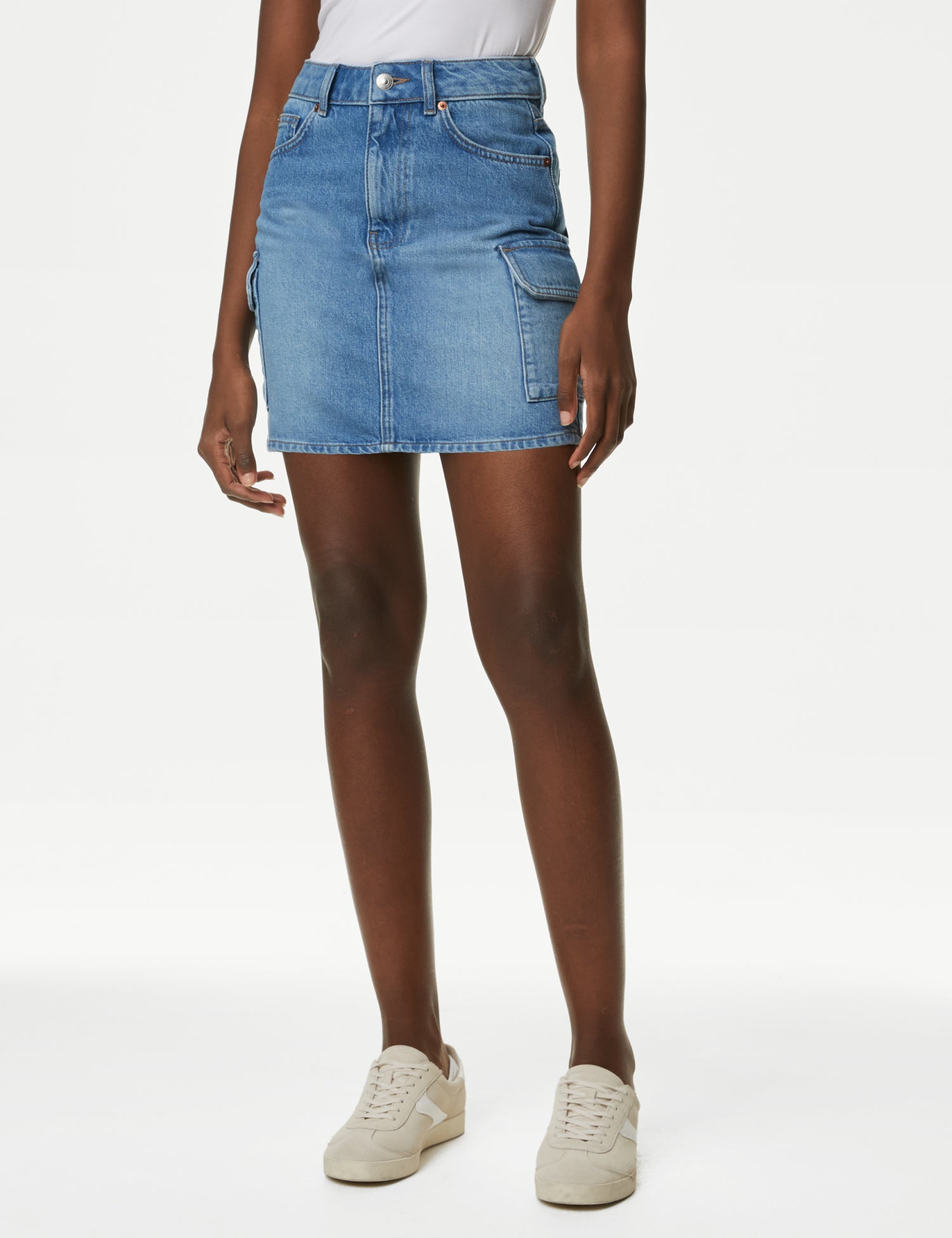 Denim Mini Cargo Skirt - Main Image
