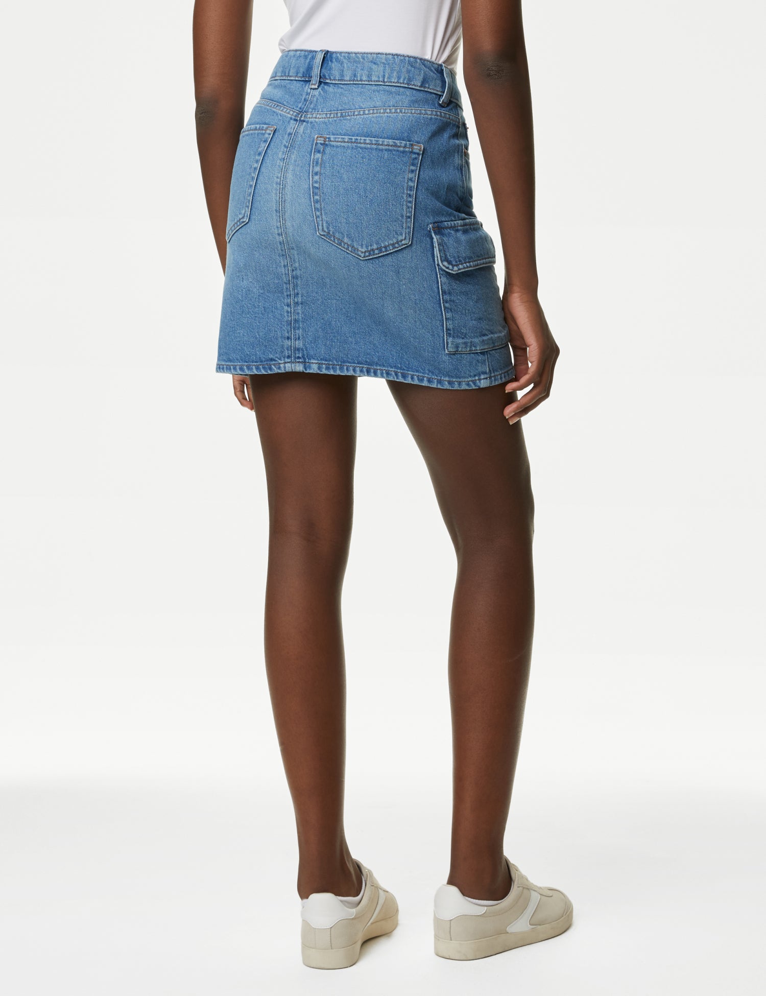 Denim Mini Cargo Skirt