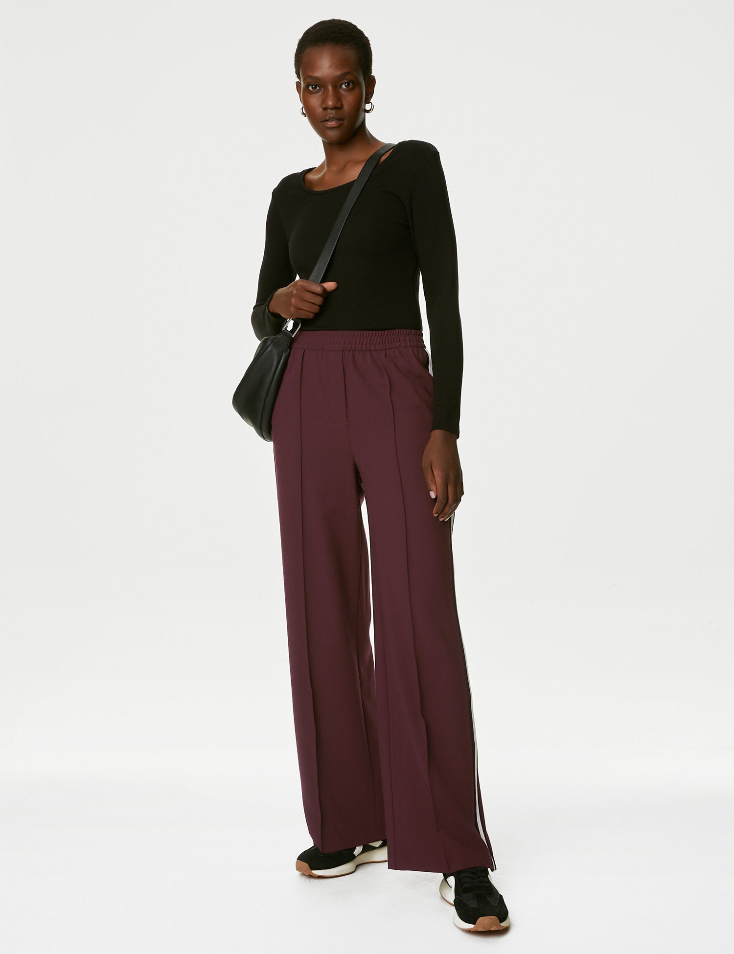 Jersey Side Stripe Wide Leg Trousers, M&S Collection