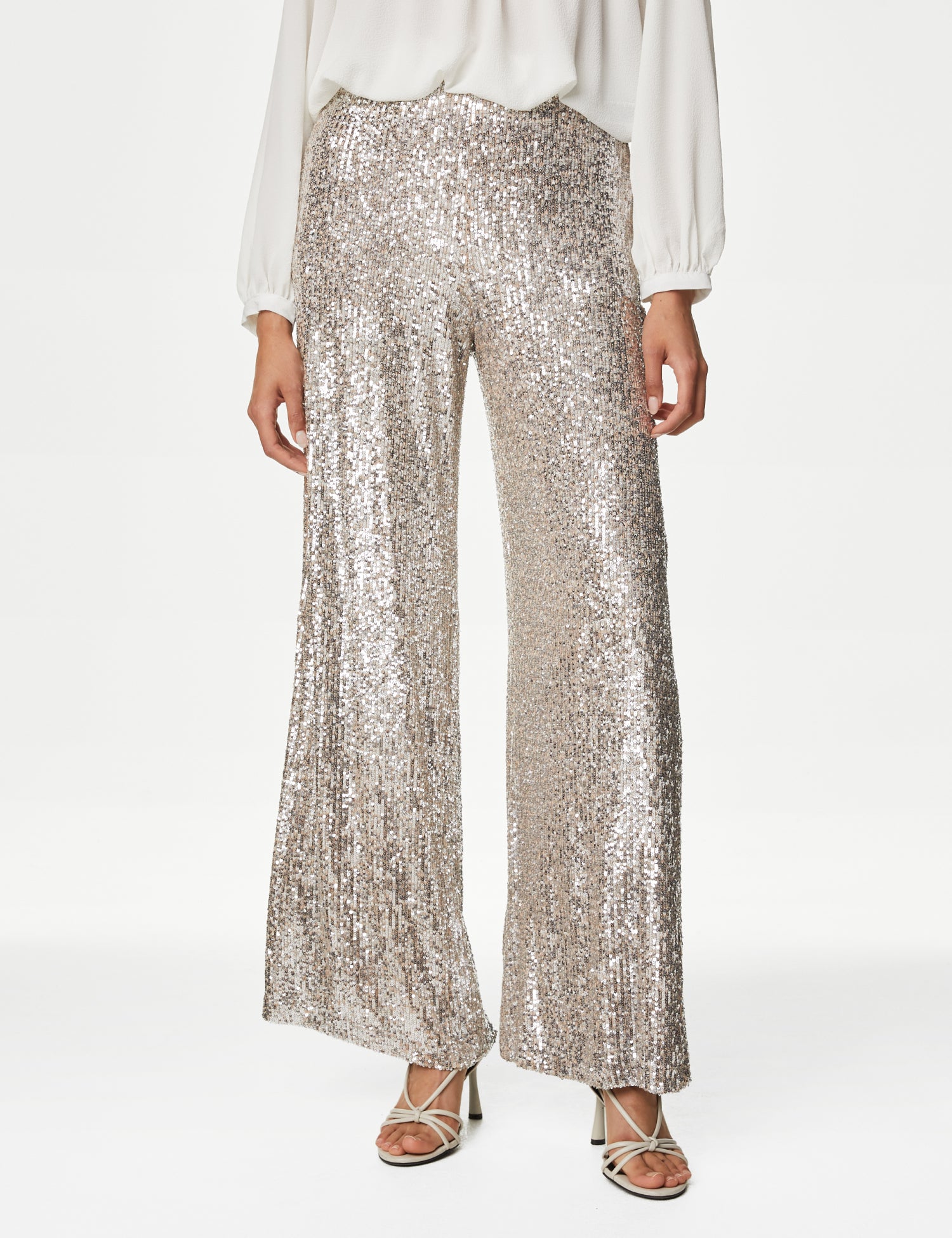 Sequin Elasticated Waist Wide Leg Trousers