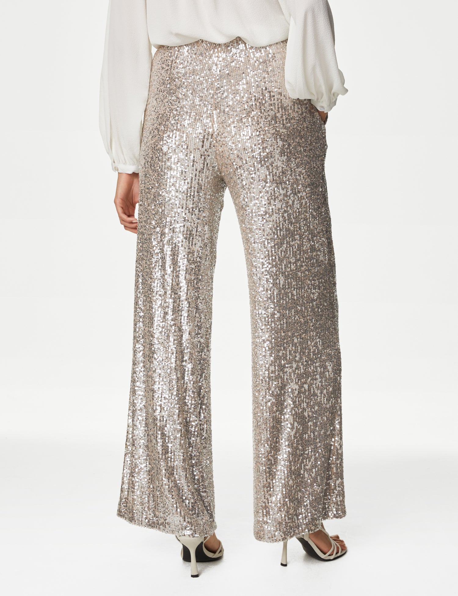 Sequin Elasticated Waist Wide Leg Trousers