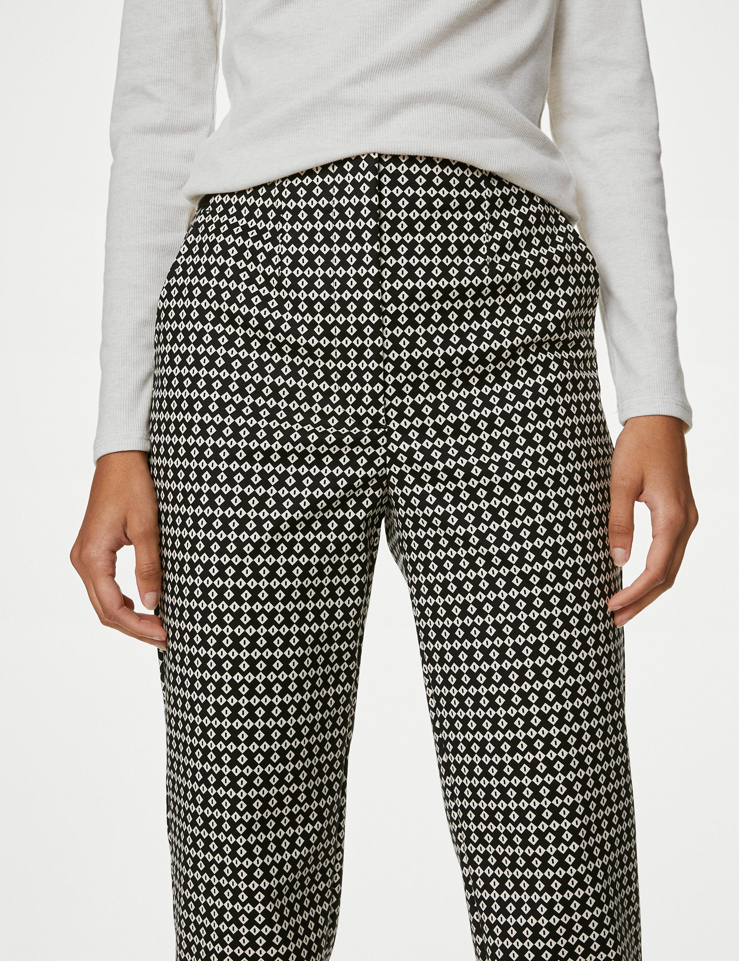 Cotton Rich Printed Slim Fit Trousers