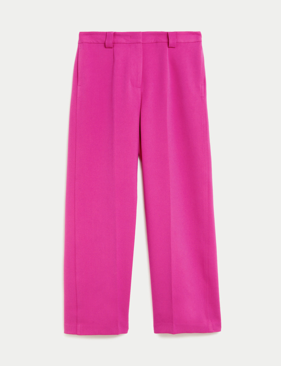 Crepe Tab Detail Wide Leg Trousers