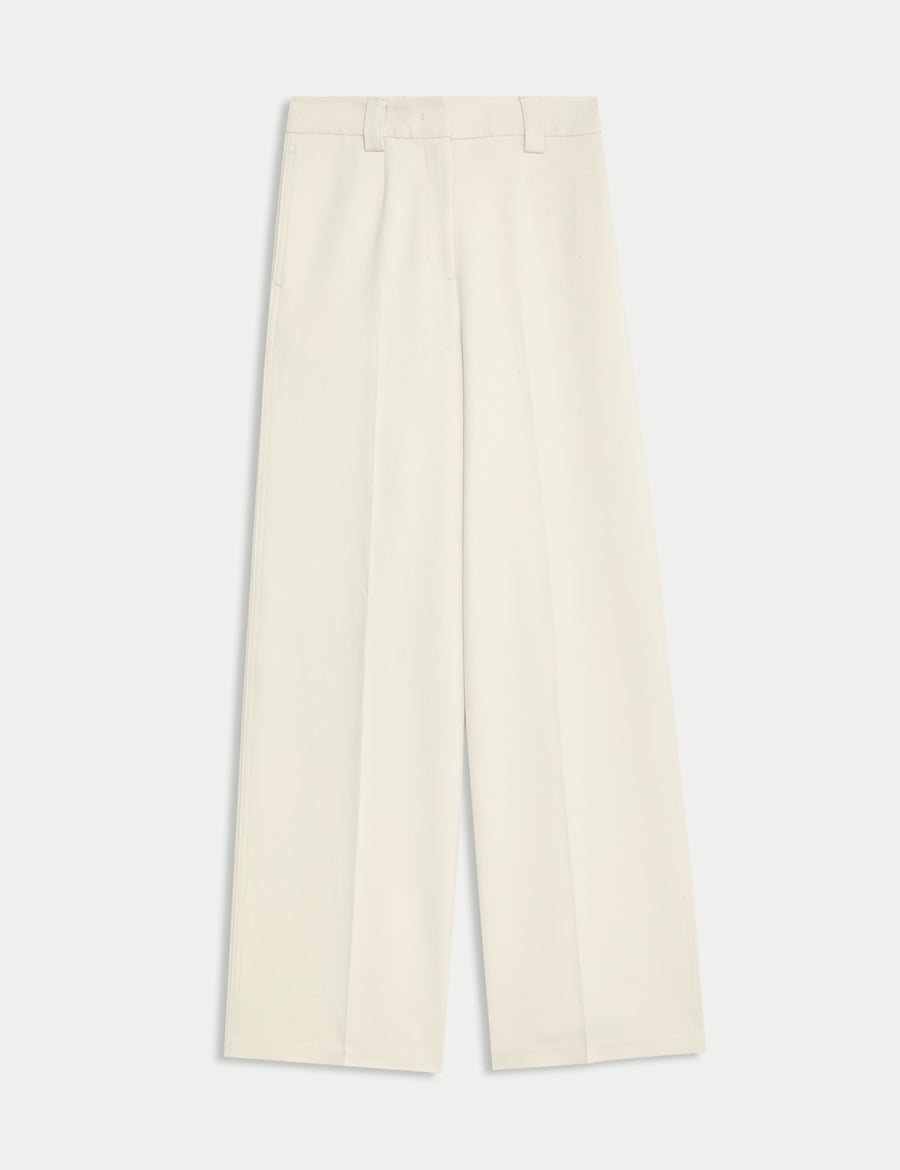 Crepe Tab Detail Wide Leg Trousers