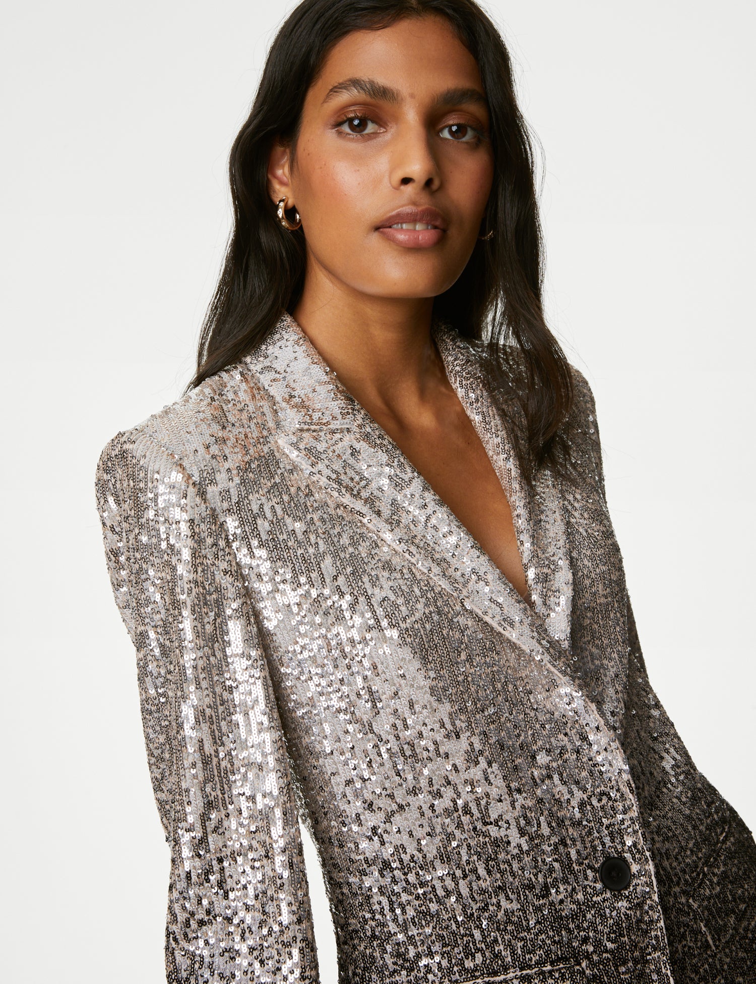 Tailored Sequin Single Breasted Blazer