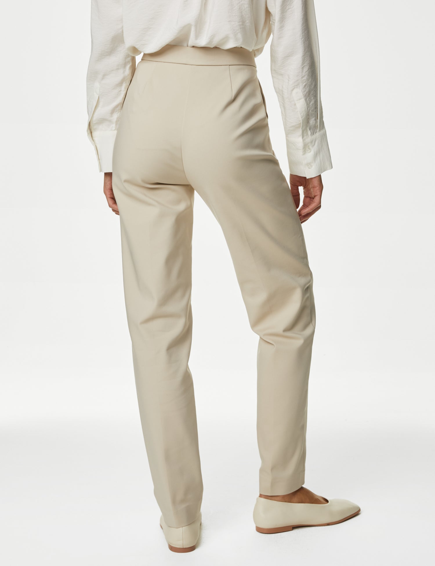 Cotton Blend Slim Fit Ankle Grazer Trousers