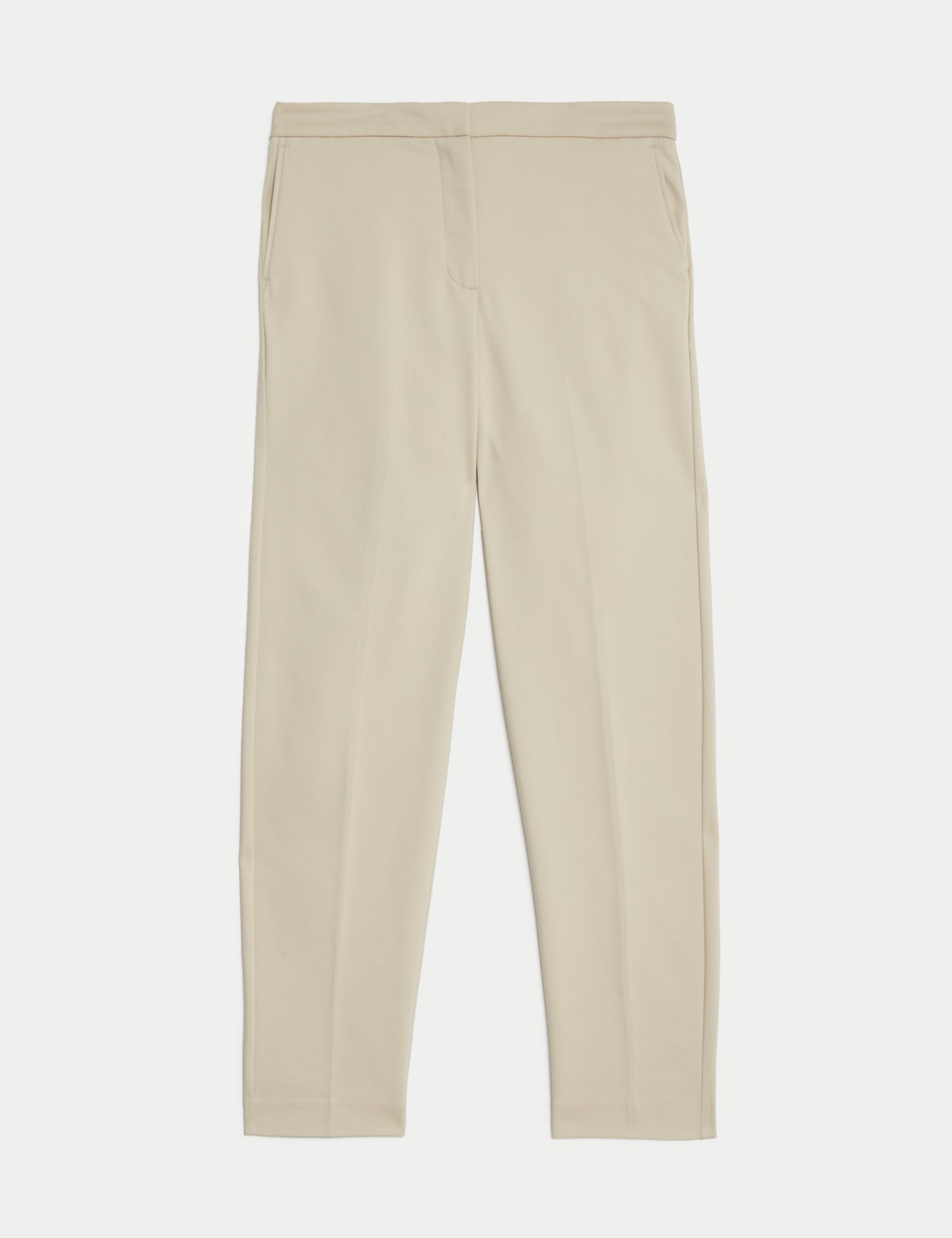 Cotton Blend Slim Fit Ankle Grazer Trousers