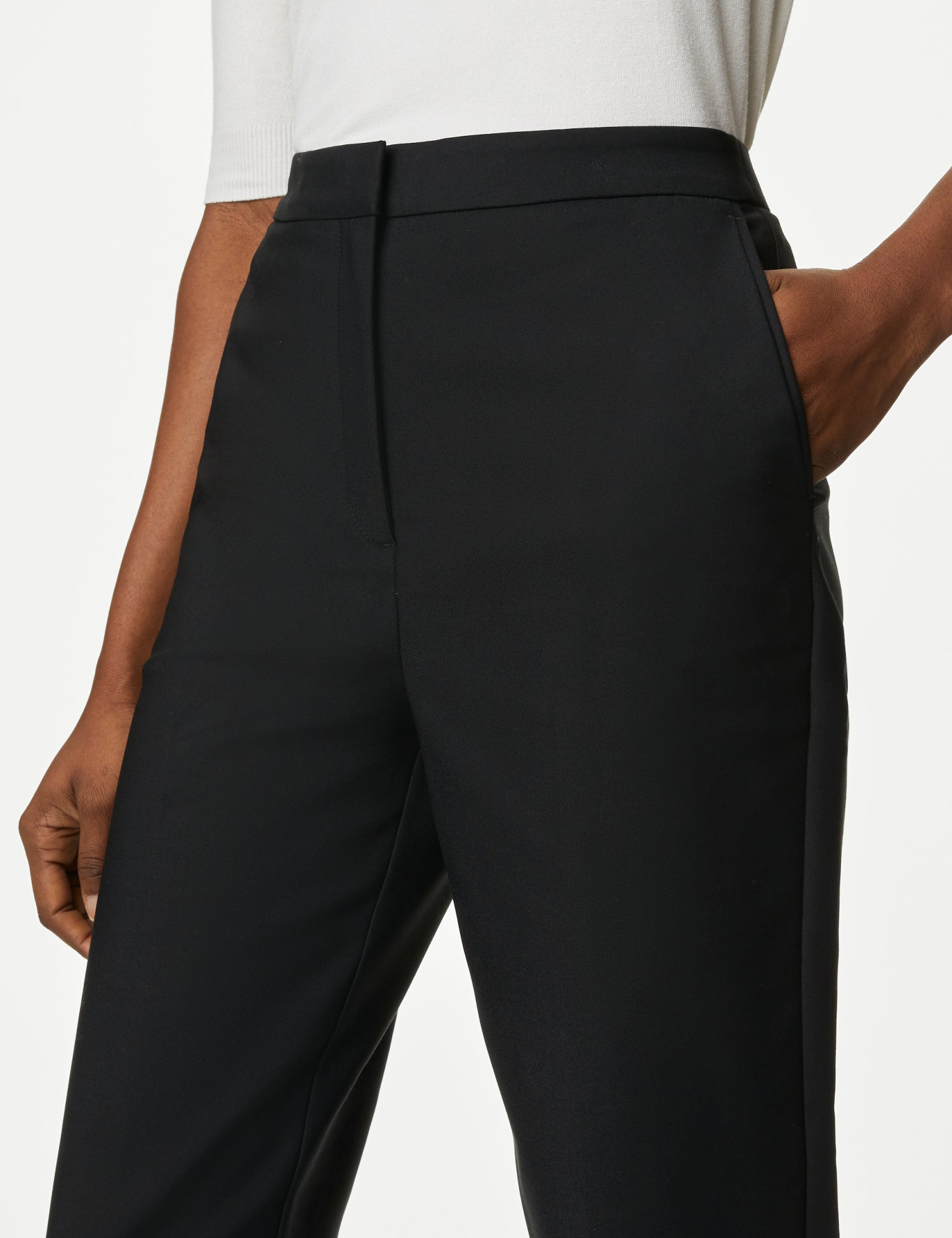 Cotton Blend Slim Fit Ankle Grazer Trousers