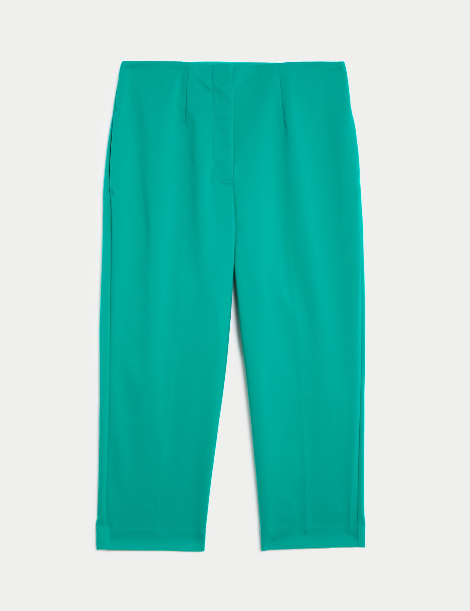 Cotton Blend Slim Fit Cropped Trousers