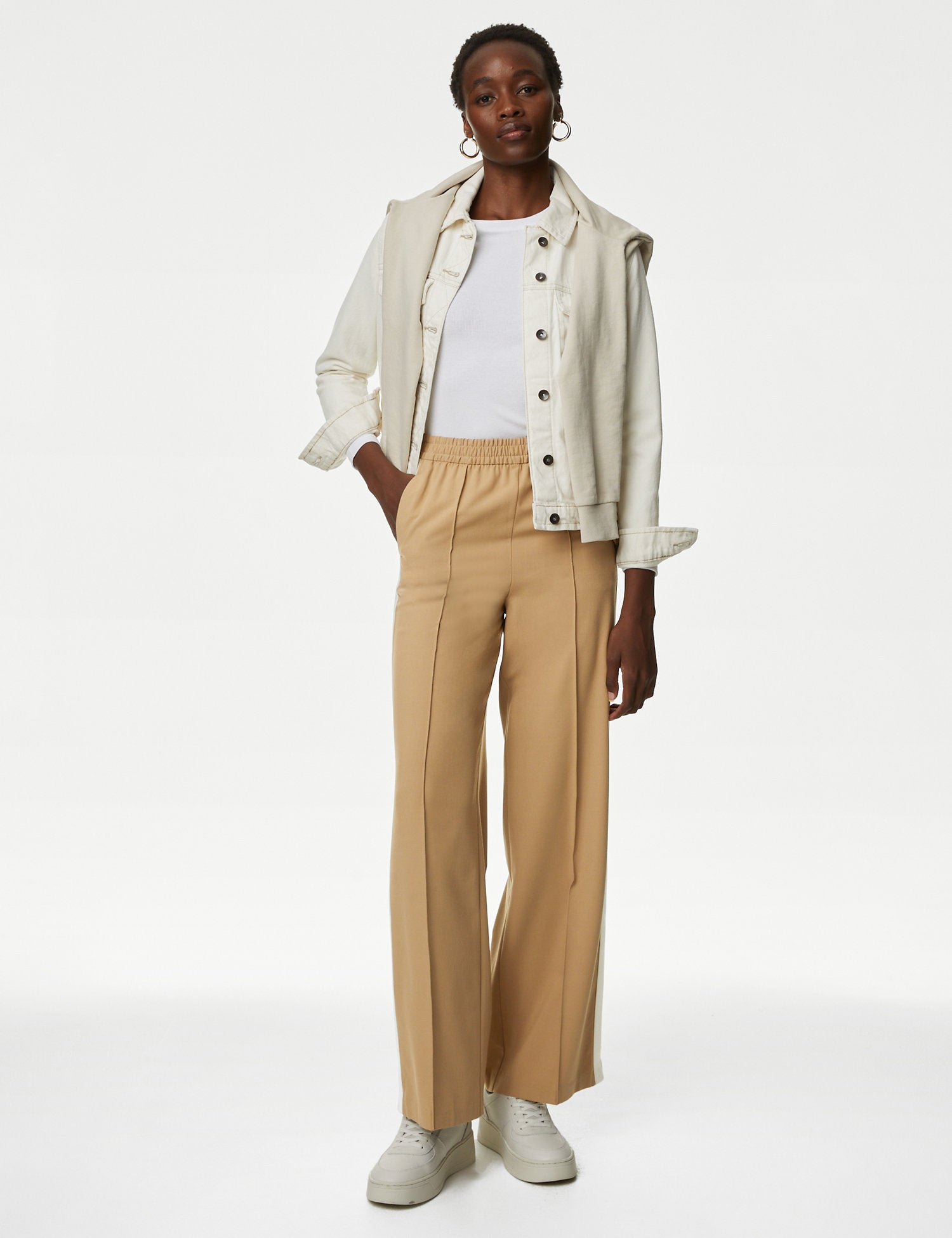 Side Stripe Wide Leg Trousers