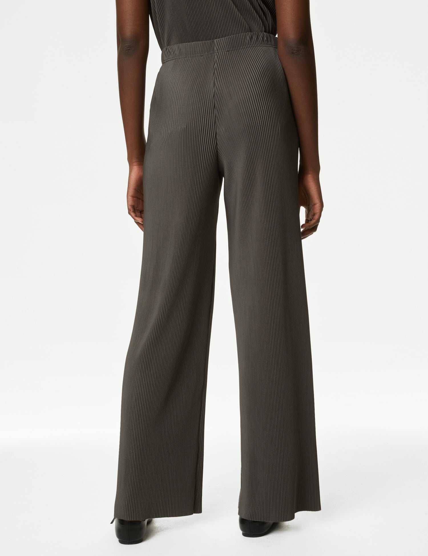 Plisse Wide Leg Trousers