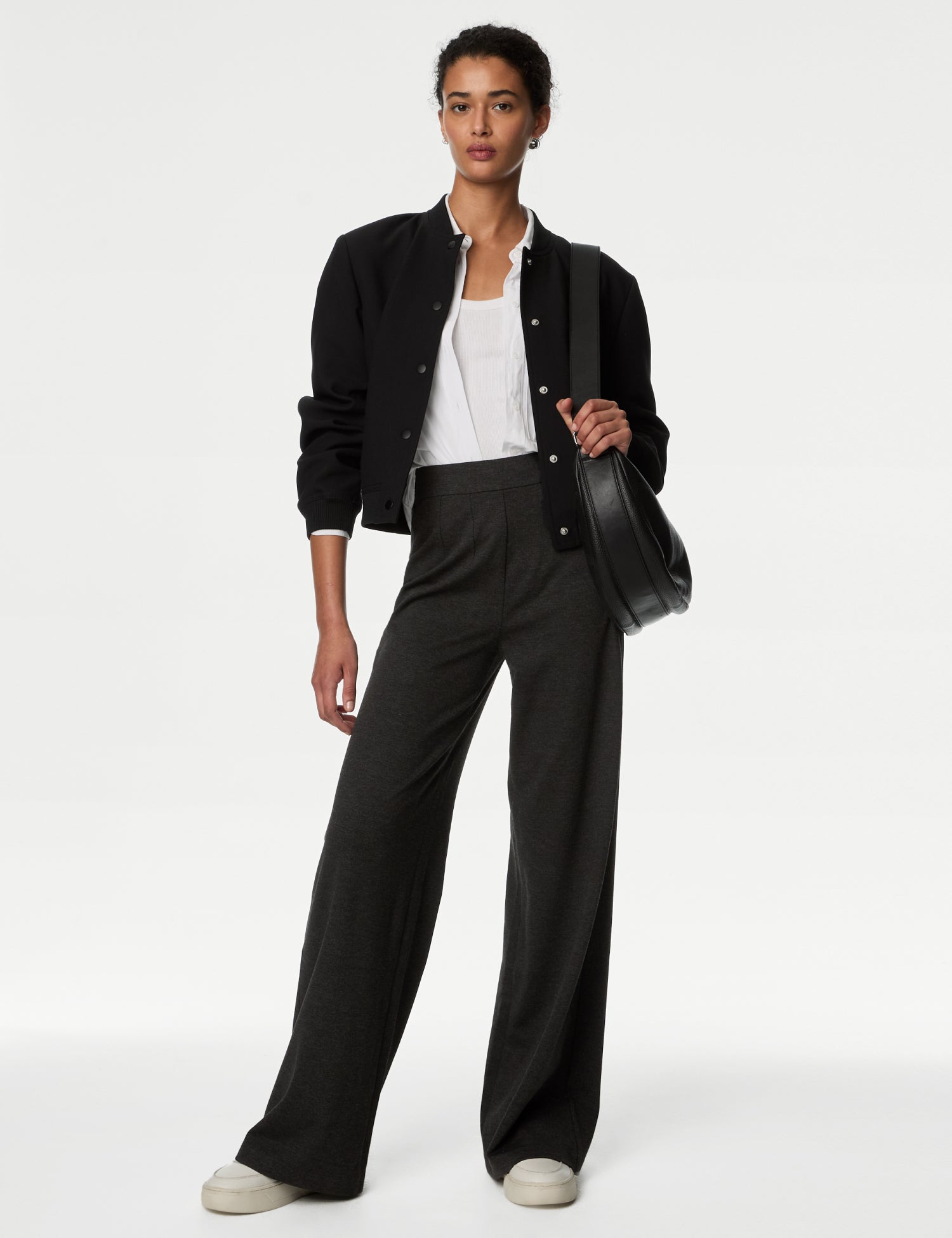 Jersey Wide Leg Trousers with Stretch