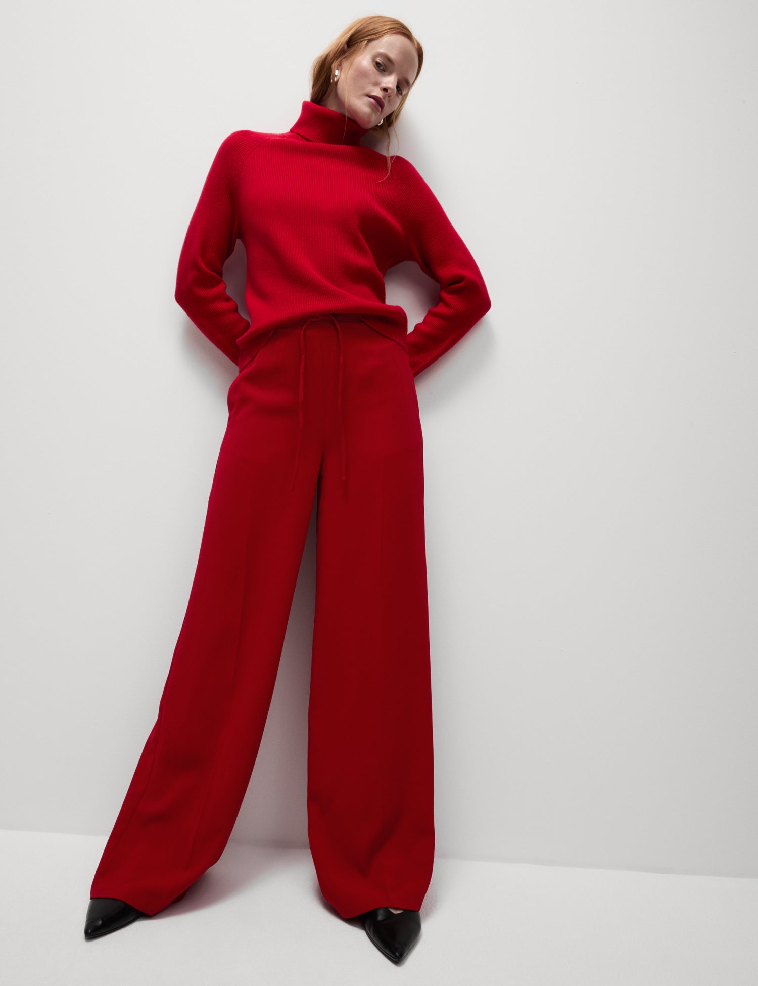 Crepe Elasticated Waist Wide Leg Trousers