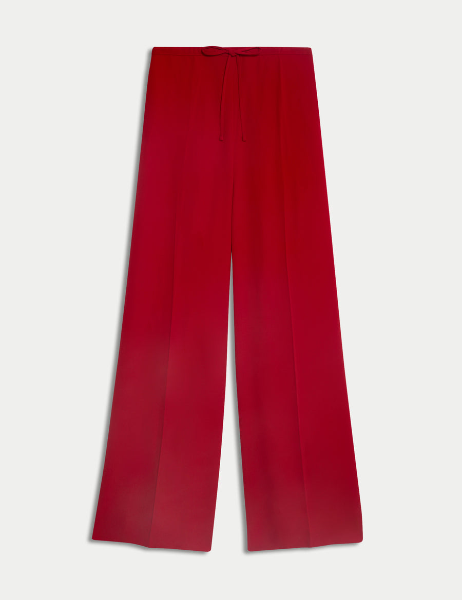 Crepe Elasticated Waist Wide Leg Trousers