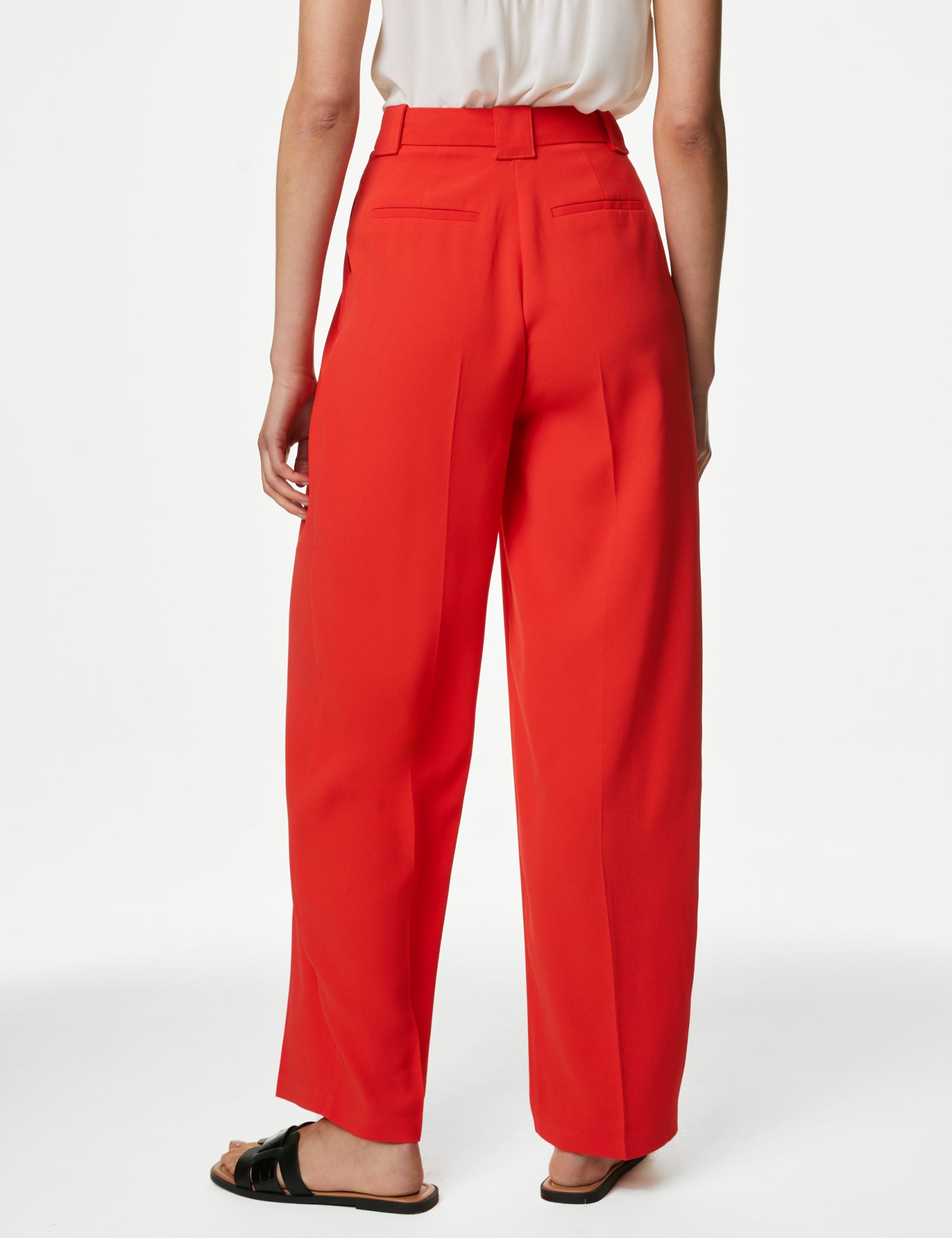 Crepe Pleat Front Straight Leg Trousers